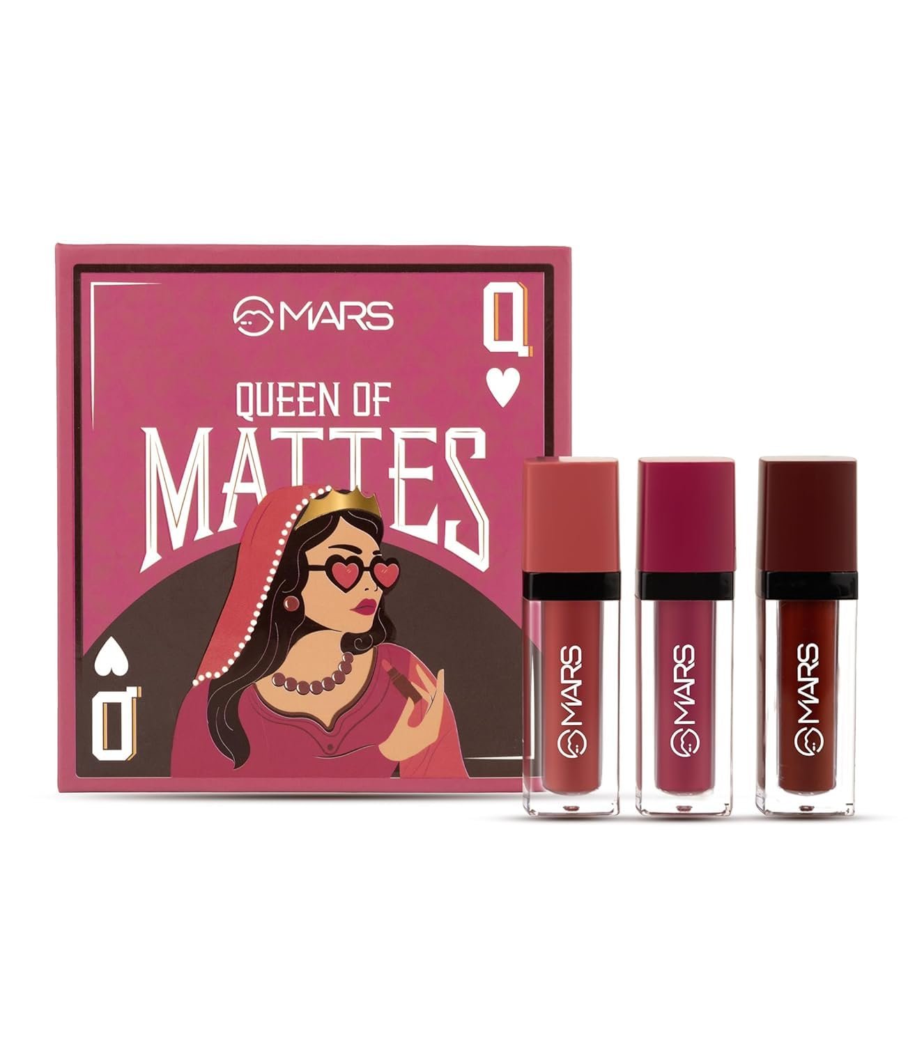 MARS Queen of Mattes Lipstick Valentine Gift Items Box Set, 3 x 4.5 ml, Smudgeproof, Transferproof, Intense Pigmentation, Long-Lasting (ALL ROUNDER)