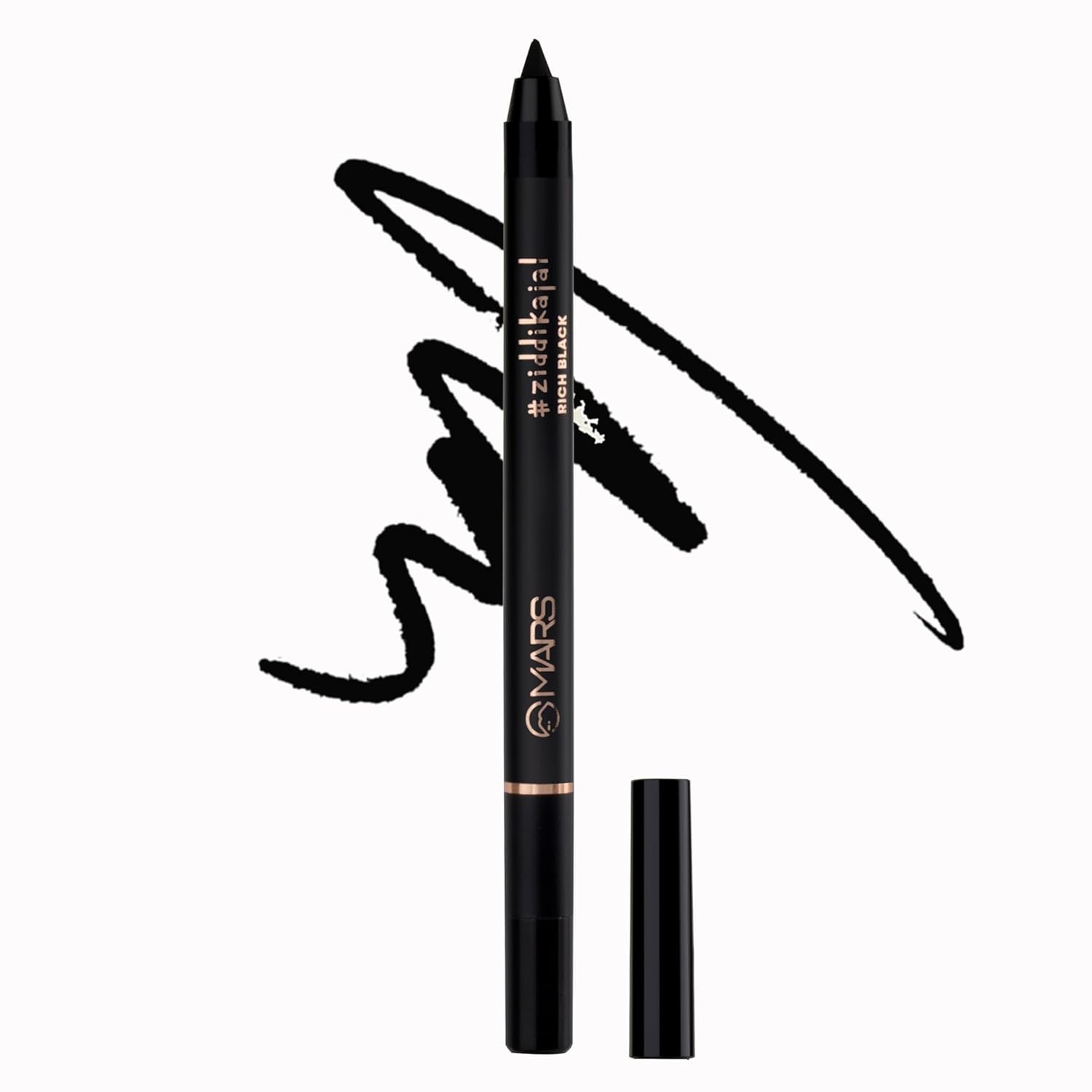 MARS Ziddi Kajal Pencil upto 12 Hours Long Stay Kajal | Rich Black Pigmentation | Smudgeproof & Water Resistance | Effortless One Swipe Application (1.4gm) Black)