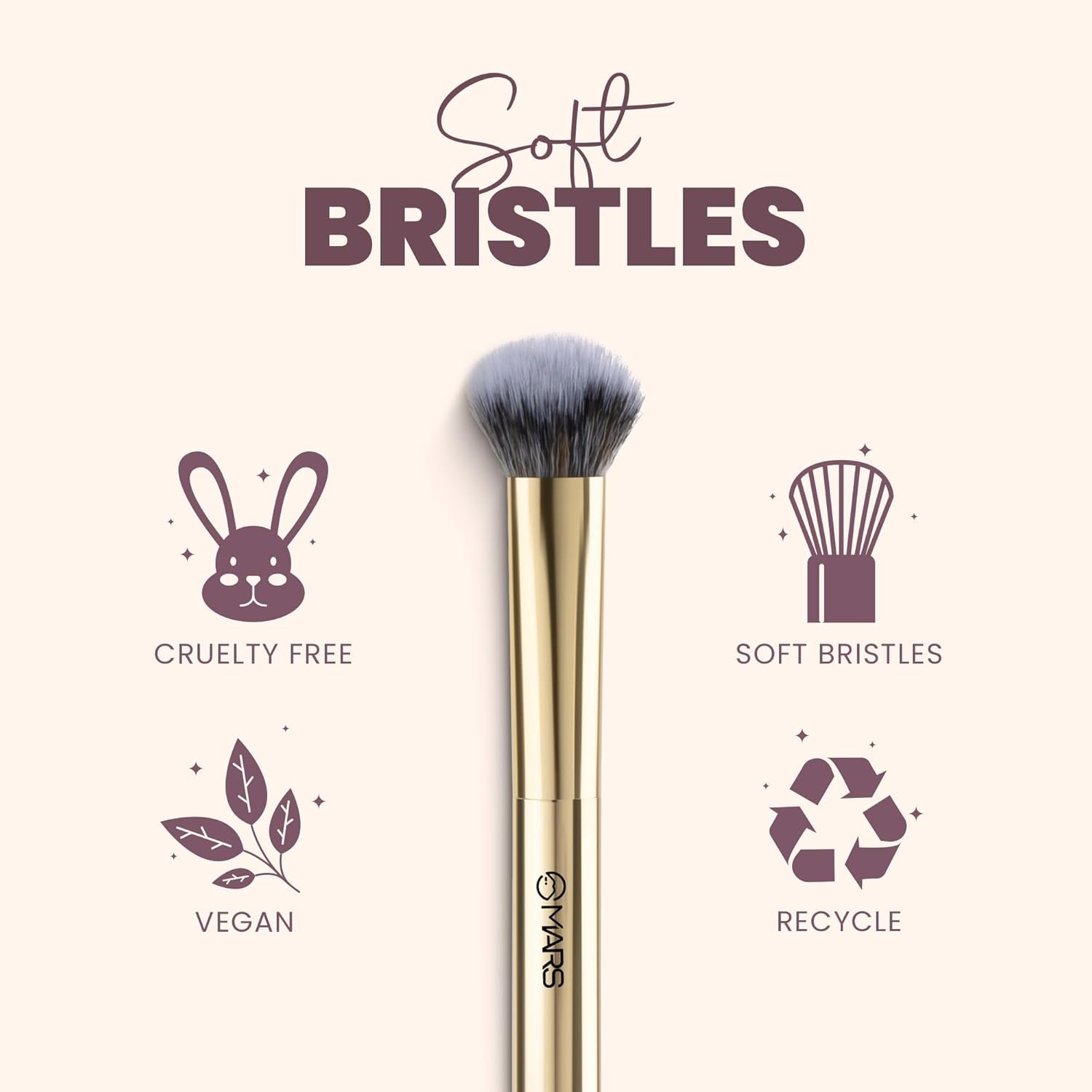 MARS Artist's Arsenal Professional Dense Highlighter Brush For Face | Precise Synthetic Bristles | Feather Soft Touch | Professional Makeup Brush - Image 3
