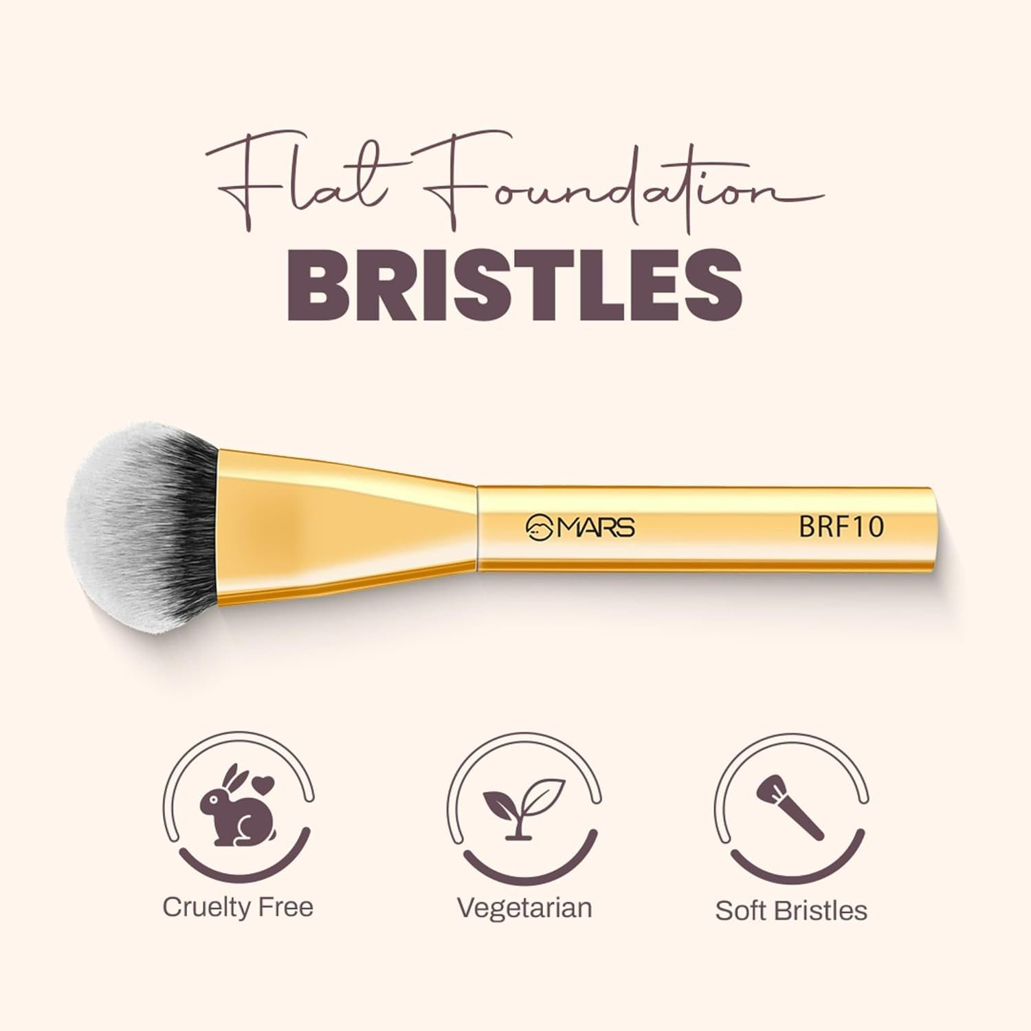 MARS Artist's Arsenal Flat Foundation Brush | Superior Coverage | Flawless Finish | Effortless Application | Soft Synthetic Bristles | Ergonomic Handle | Versatile Function | Luxe packaging (Golden) - Image 4
