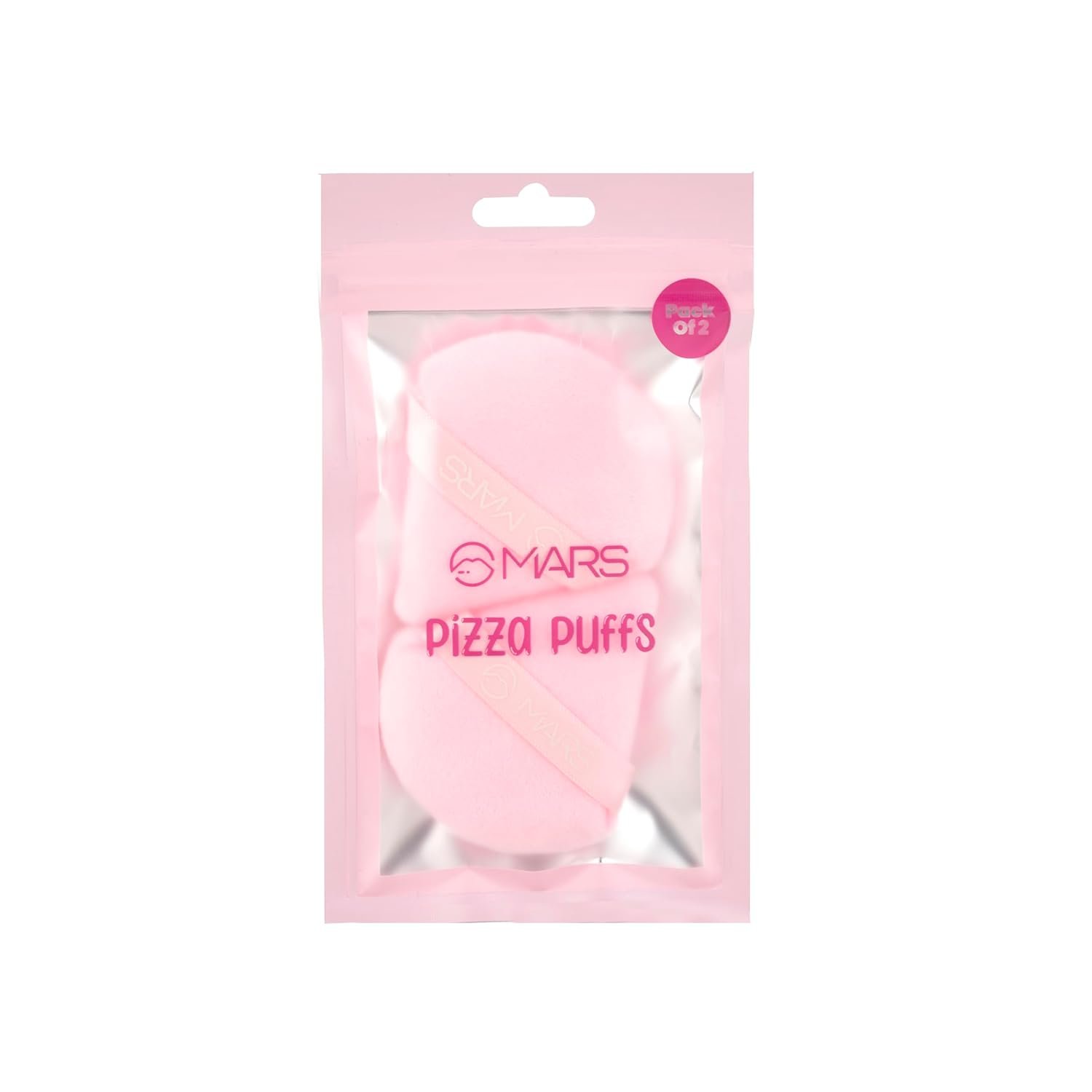 MARS Pizza Powder Puff for Face Makeup | Dual Side Application | For Loose & Pressed Powder Application | Easy to Clean and Handle | Triangle Powder Puff with strap (Pack of 2)