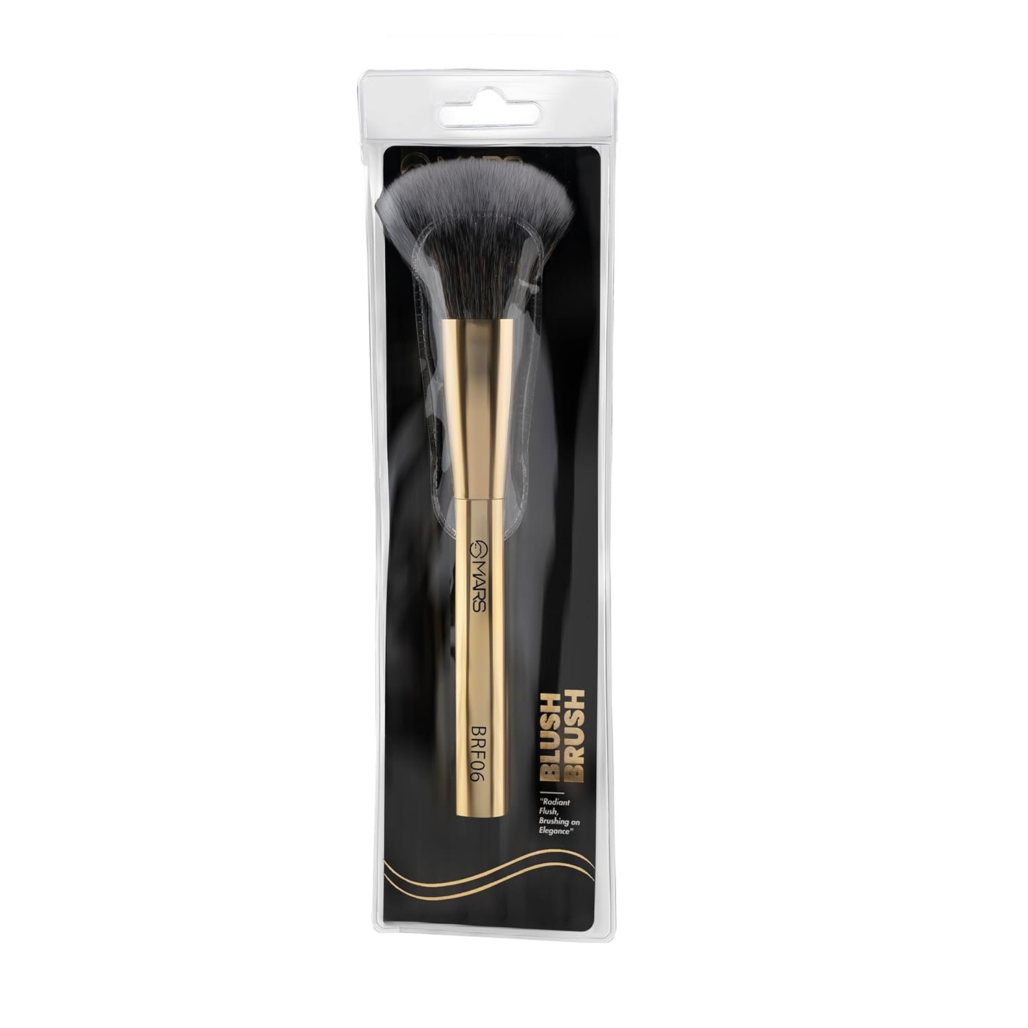 MARS Artist’s Arsenal Professional Blush Brush | Feather Soft Bristle | Suitable for Powder, Cream & Liquid | Precise Synthetic Bristles | Luxe Design Makeup Brush (Golden)
