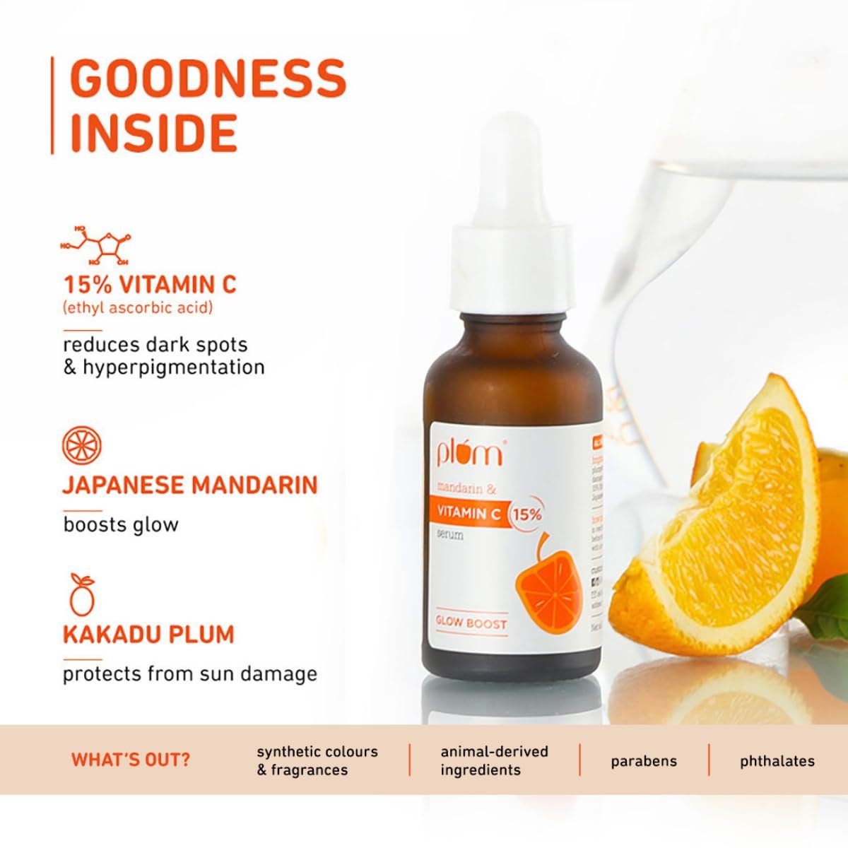 Plum 15% Vitamin C Advanced Serum for Glowing Skin | for Oily, Dry & Combination Skin | Reduce Pigmentation & Dark Spots |with Mandarin | Non-Irritating, Hydrating & Soothing | Men & Women | 20ml - Image 5