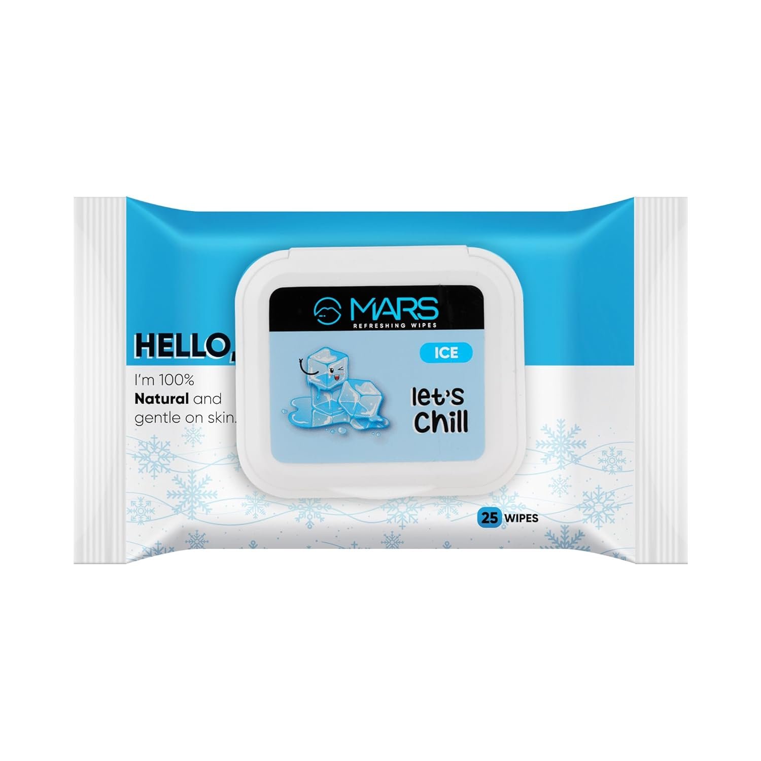 MARS Refreshing Wet Wipes for Face| Facial Cleansing | Refreshing & Skin Hydration| Soothing for skin | pH Balance & Alcohol Free | Nourishing with Fruit extract | 25 Wipes (Ice)