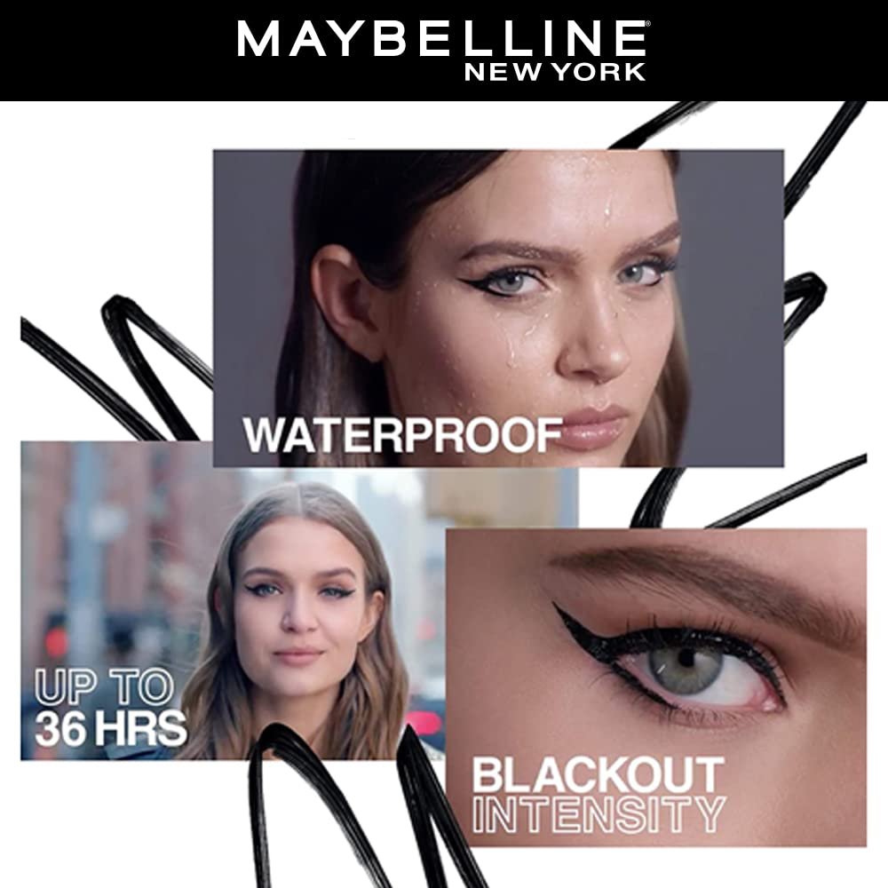 Maybelline New York Pencil Matte Finish Eyeliner, Intense Eyeliner, Long-lasting, Felt-tip Applicator, Line Tattoo High Impact Liner, Black (Pack of 2) - Image 3