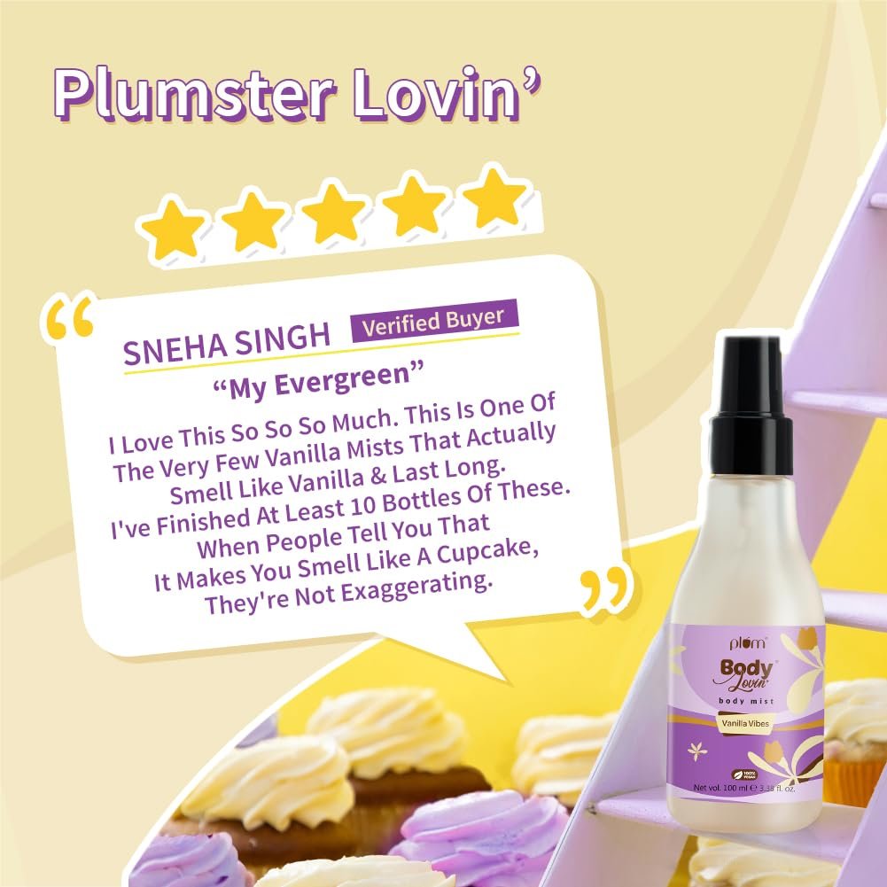 Plum Bodylovin' Vanilla Vibes Body Mist for Women | Long Lasting Vanilla Fragrance with Warm & Cozy Vanila Scent | High on Fun | Travel Friendly Perfume Body Spray - 100ml - Image 5