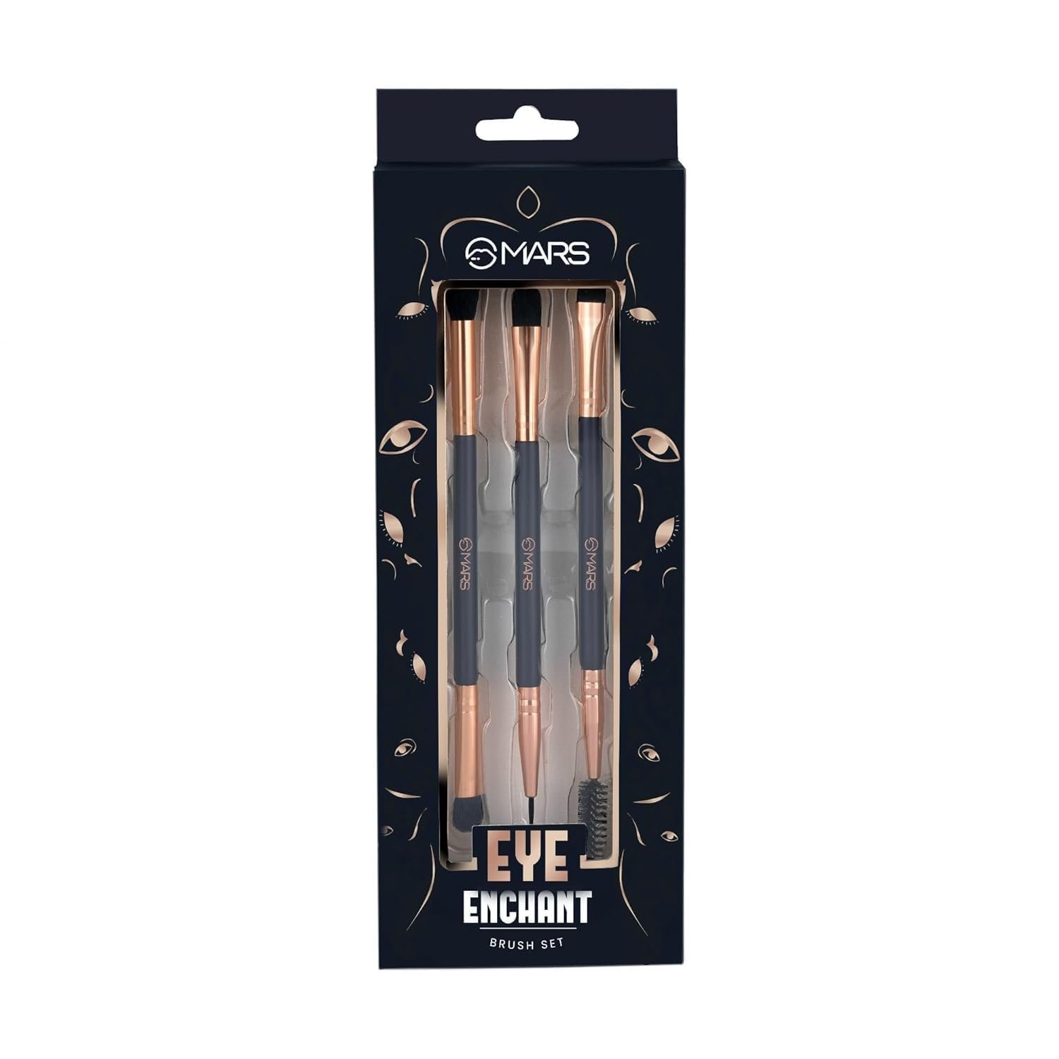 Enchanted Eye Brush Set of 3 | Multipurpose Eye Makeup, Eyebrow & Liner Brushes | Soft Bristles | Compact & Travel Friendly