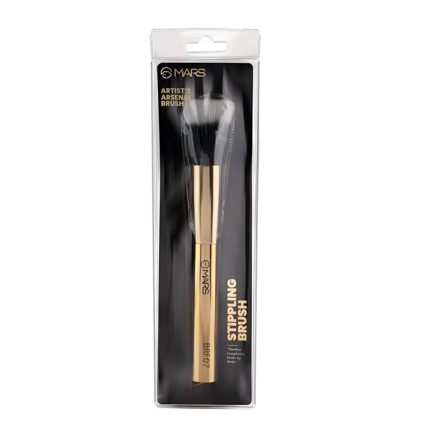 MARS Artist’s Arsenal Professional Stippling Brush For Face makeup | Feather Soft Bristle | Flat Surfaced Air Brush | Precise Synthetic Bristles | Luxe Design Makeup Brush (Golden)