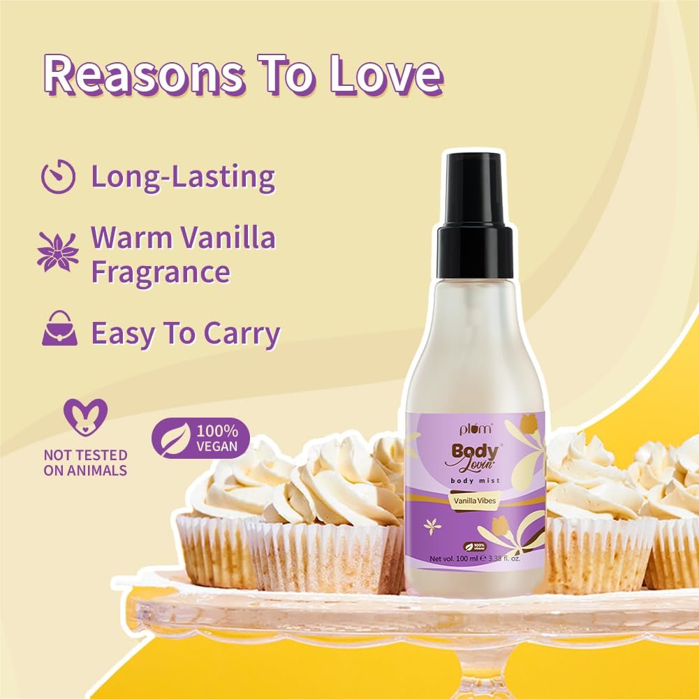 Plum Bodylovin' Vanilla Vibes Body Mist for Women | Long Lasting Vanilla Fragrance with Warm & Cozy Vanila Scent | High on Fun | Travel Friendly Perfume Body Spray - 100ml - Image 3