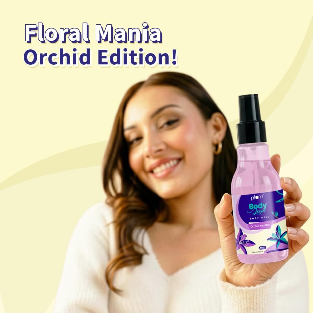 Plum BodyLovin’ Orchid-You-Not Body Mist | Long Lasting Fresh Floral Fragrance For Women With Red Apple, Freesia & Musk | High On Fun | Travel-Friendly Perfume Body Spray 150 ml