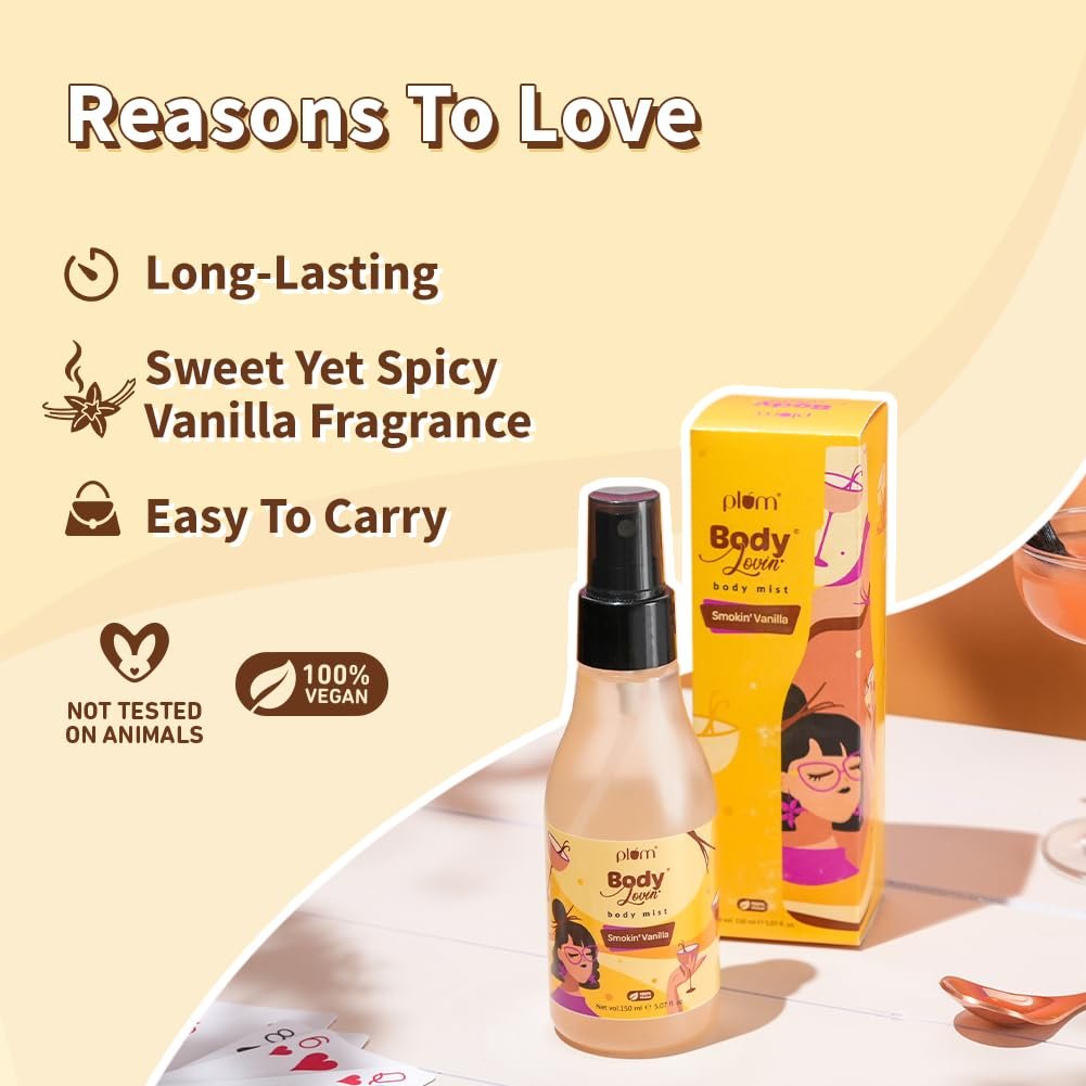 Plum BodyLovin' Smokin' Vanilla Body Mist | Long Lasting Spicy Fragrance for Women & Men With Honeysuckle, Musk | High on Fun | Travel-Friendly Perfume Spray 150 ml - Image 3