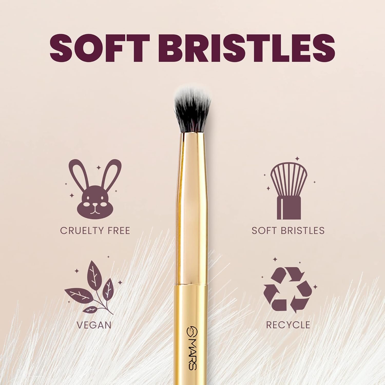 MARS Artist's Arsenal Professional Small Blending Eyeshadow Makeup Brush | Feather Soft Touch | Precise Synthetic Bristle | Perfect for Eyeshadow | Luxe Packaging Makeup Brush (Golden) - Image 3