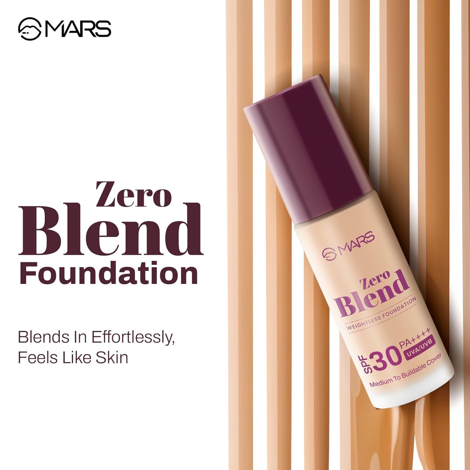 MARS SPF30 PA++++Zero Blend Weightless Foundation for Makeup (30ml) (04-ALMOND BUTTER) | Long-Lasting | Matte Finish | Buildable Coverage | Sweat-Proof - Image 3