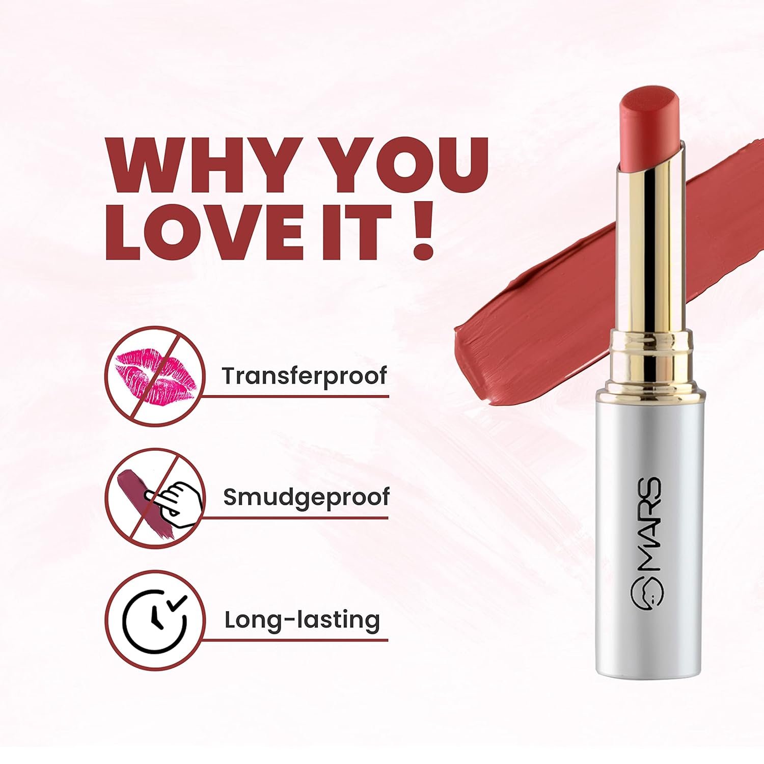MARS Silk Matte Long Lasting Lipstick | Smooth Application |Transferproof & Smudge Proof | Highly Pigemented Lipstick for women