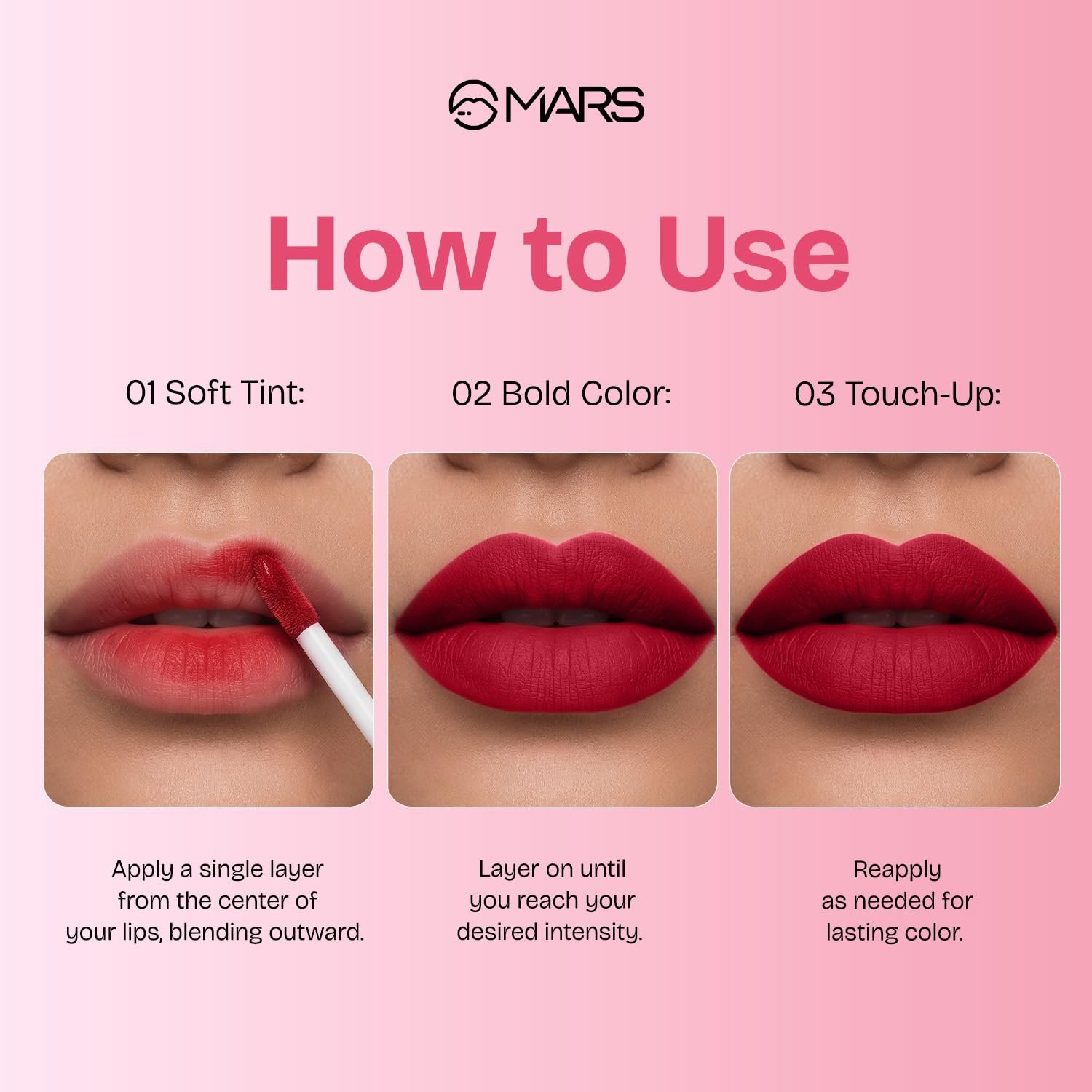 MARS Love Track Velvet Lip Tint (2.8ml) (ONE LOVE) | Velvet Matte Finish | Non-Sticky & Lightweight | Highly Pigmented | Comfortable Wear - Image 5