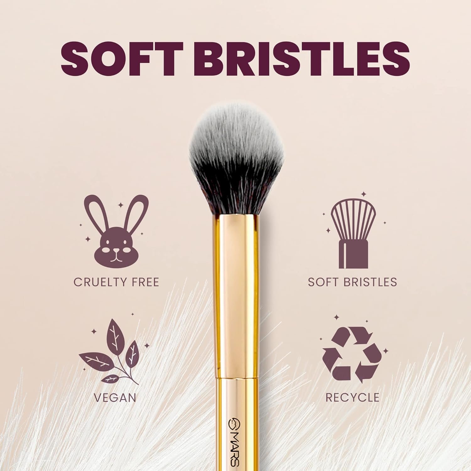 MARS Artist's Arsenal Professional Powder make up Brush for Face | Feather Soft Touch | Precise Synthetic Bristle | Luxe Packaging makeup brush (Golden) - Image 3