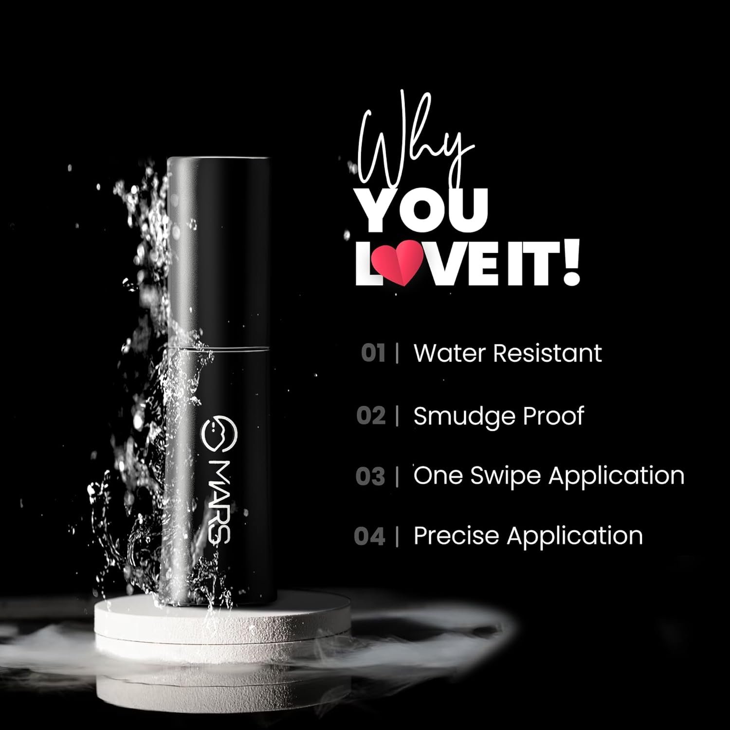 MARS Hyper Smooth Water Resistant Eyeliner | Long Lasting | Smudge Proof | One Swipe Precise Application Eye Liner for Women (10 gm) - Image 2