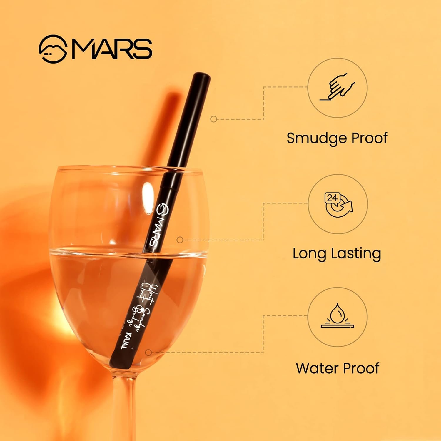 MARS won't Smudge Long Lasting Waterproof Super Black Kajal (Jet Black, 0.35 g) - Image 4