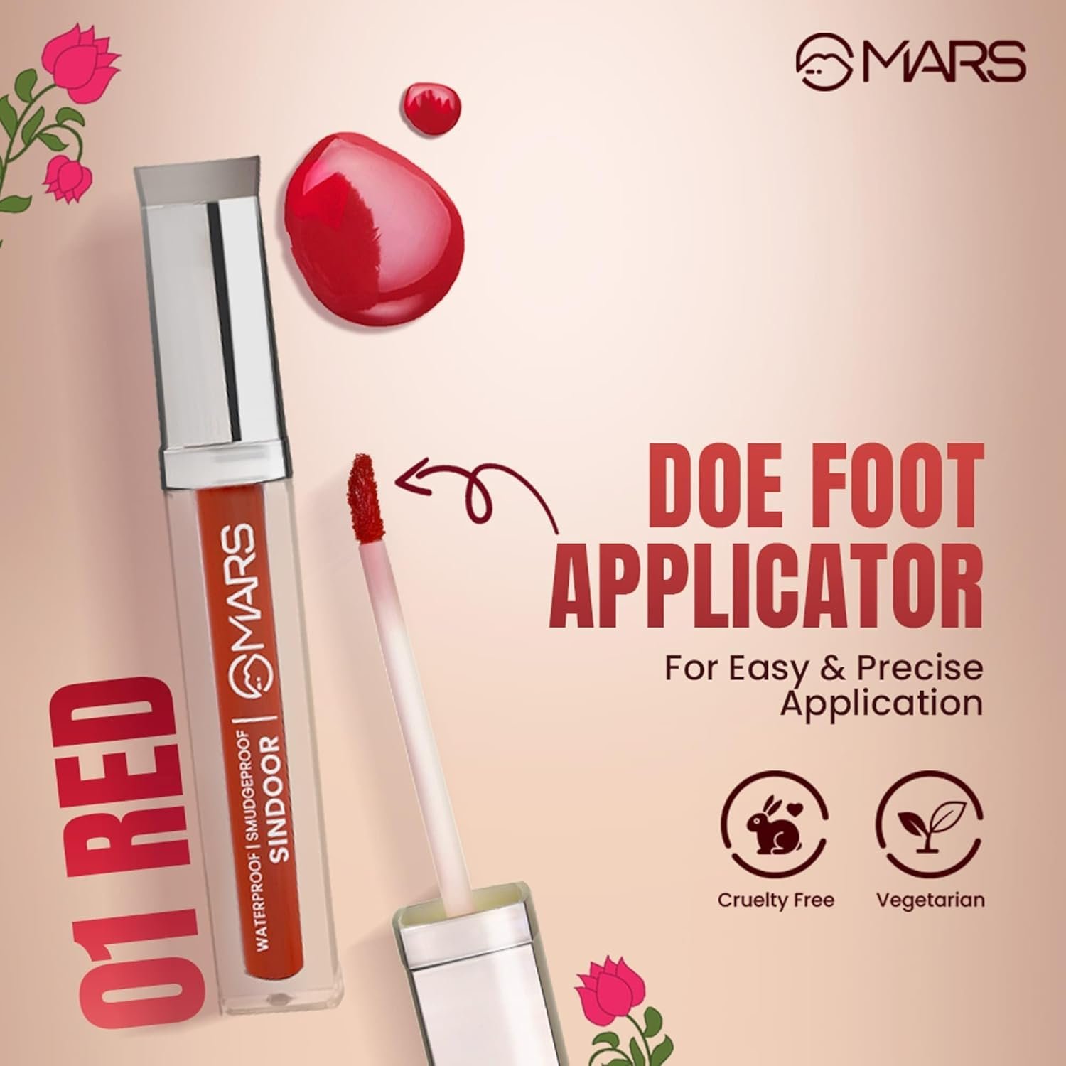 MARS Riwaj Liquid Sindoor | Smudge Proof & Long Lasting | Water Resistance & Quick Drying | Irritation Free | Rich Pigmentation (7ml) (RED) - Image 4