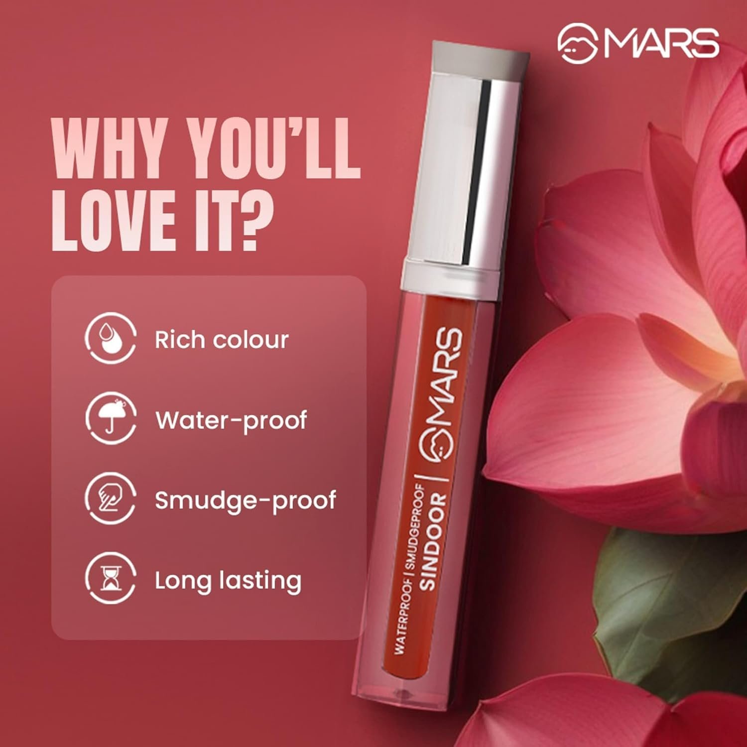 MARS Riwaj Liquid Sindoor | Smudge Proof & Long Lasting | Water Resistance & Quick Drying | Irritation Free | Rich Pigmentation (7ml) (RED) - Image 3