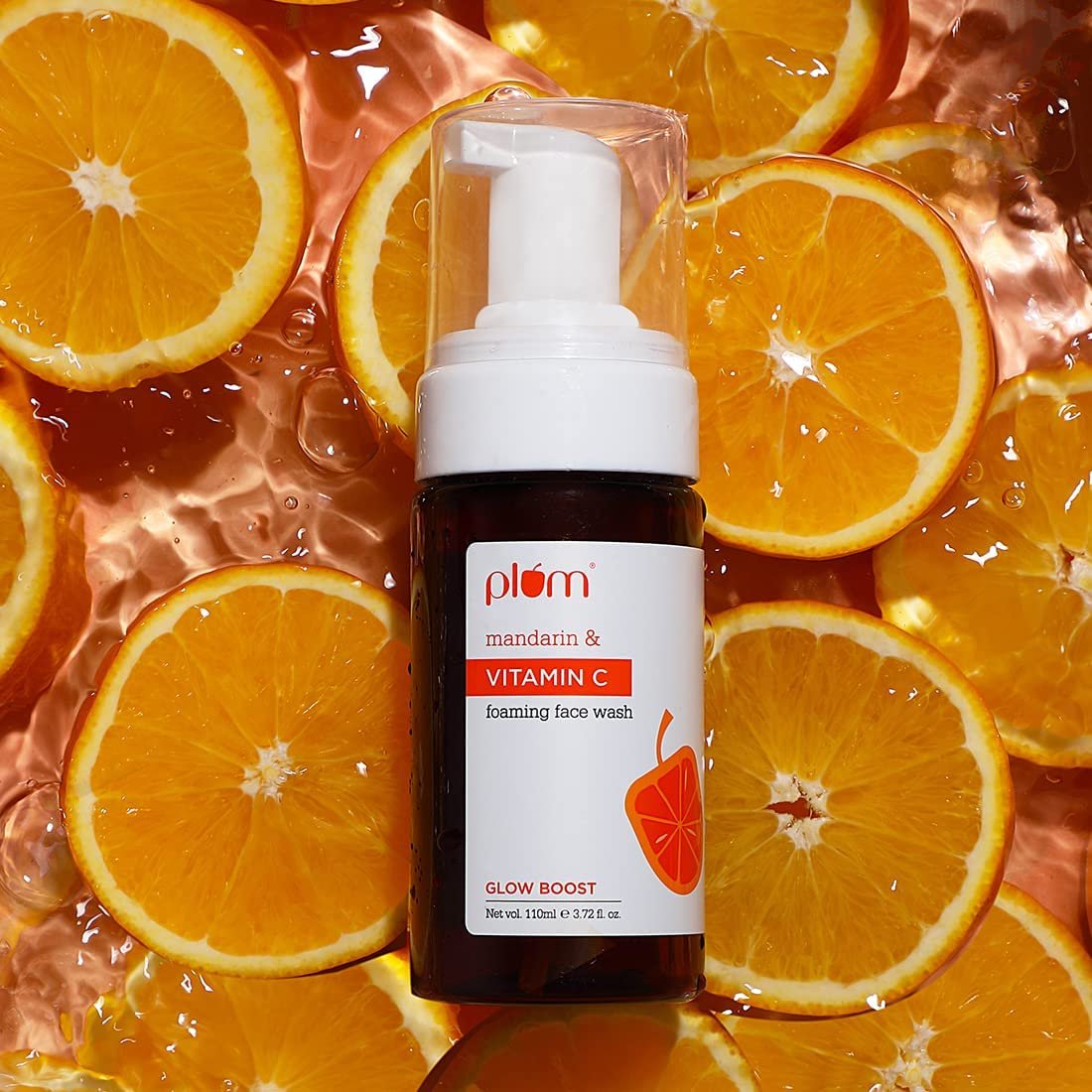 Plum Vitamin C Foaming Face Wash with Mandarin | For Glowing Skin | For Gentle Cleansing | For Hyperpigmentation & Dull Skin | Sulphate-Free | 100% Vegan 110ML, Transparent