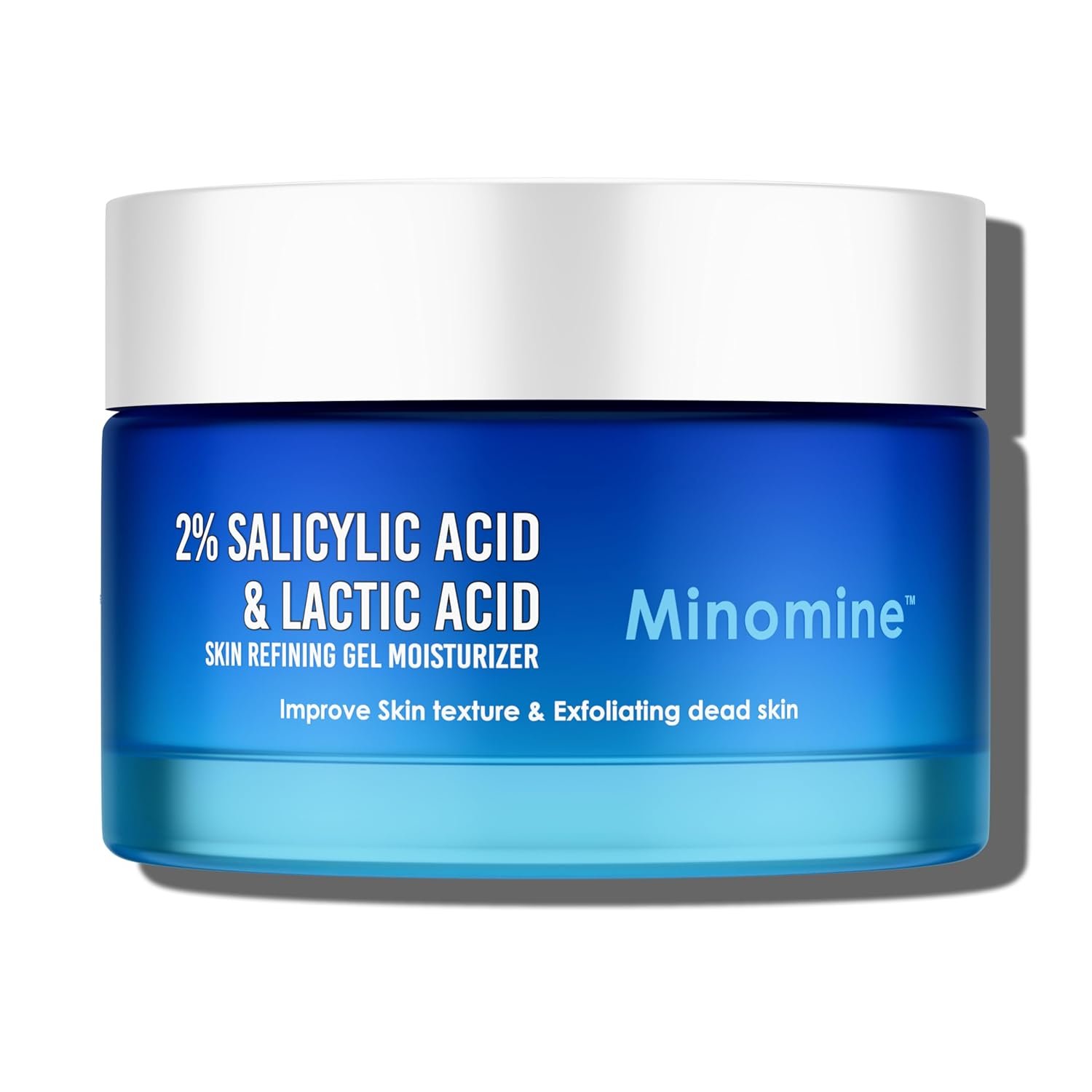 2% Salicylic Acid & Lactic Acid Refining Face Gel Moisturizer | Fights Acne | Improves Skin Texture & Exfoliating Dead Skin | Lightweight Gel-based | Normal, Oily and Acne, 50gm