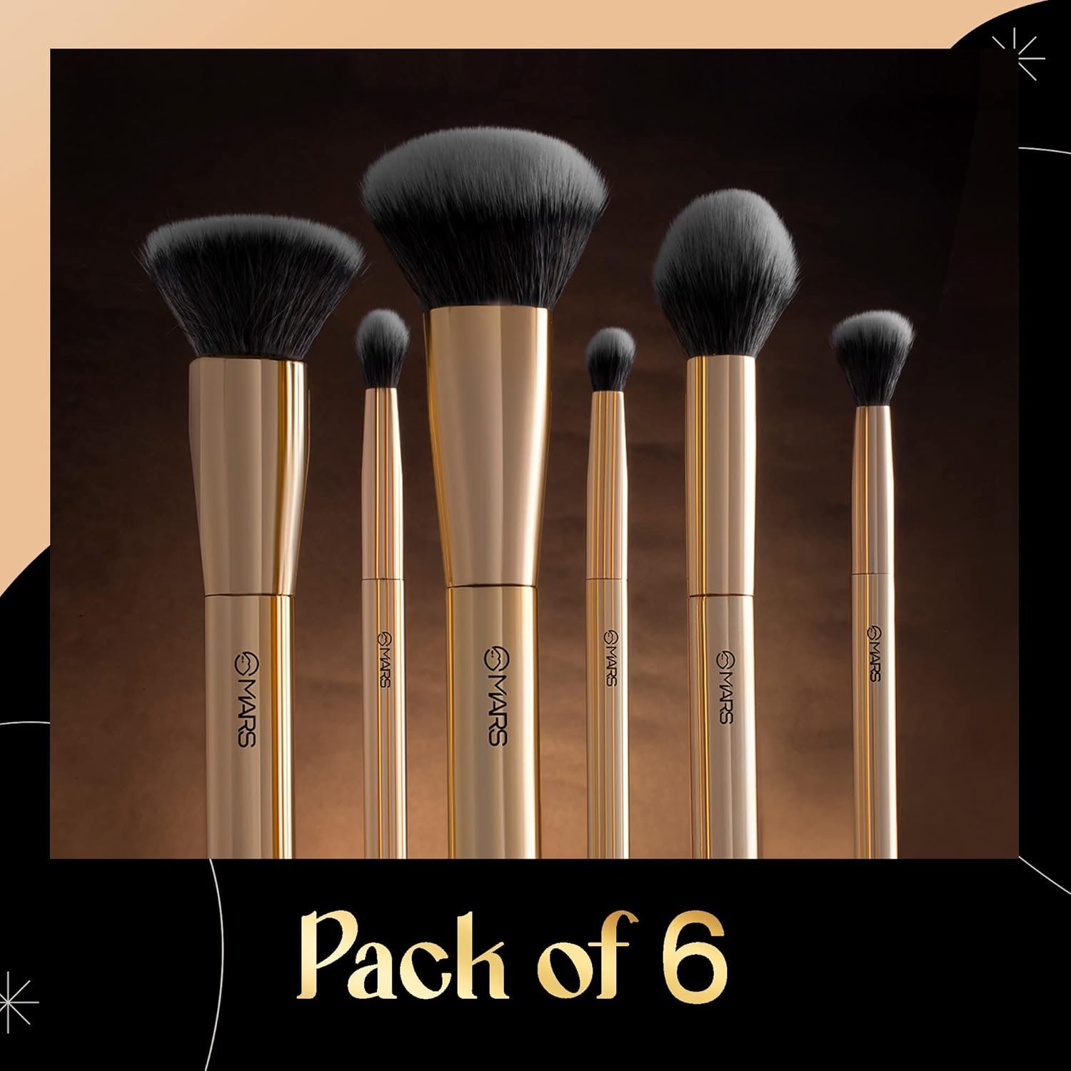 MARS Artist's Arsenal Makeup Brush Set for Professional Makeup | Eyeshadow Blending Brushes (3pcs) | Foundation, Blush, Powder and Foundation Brush (1pcs each) - Image 5