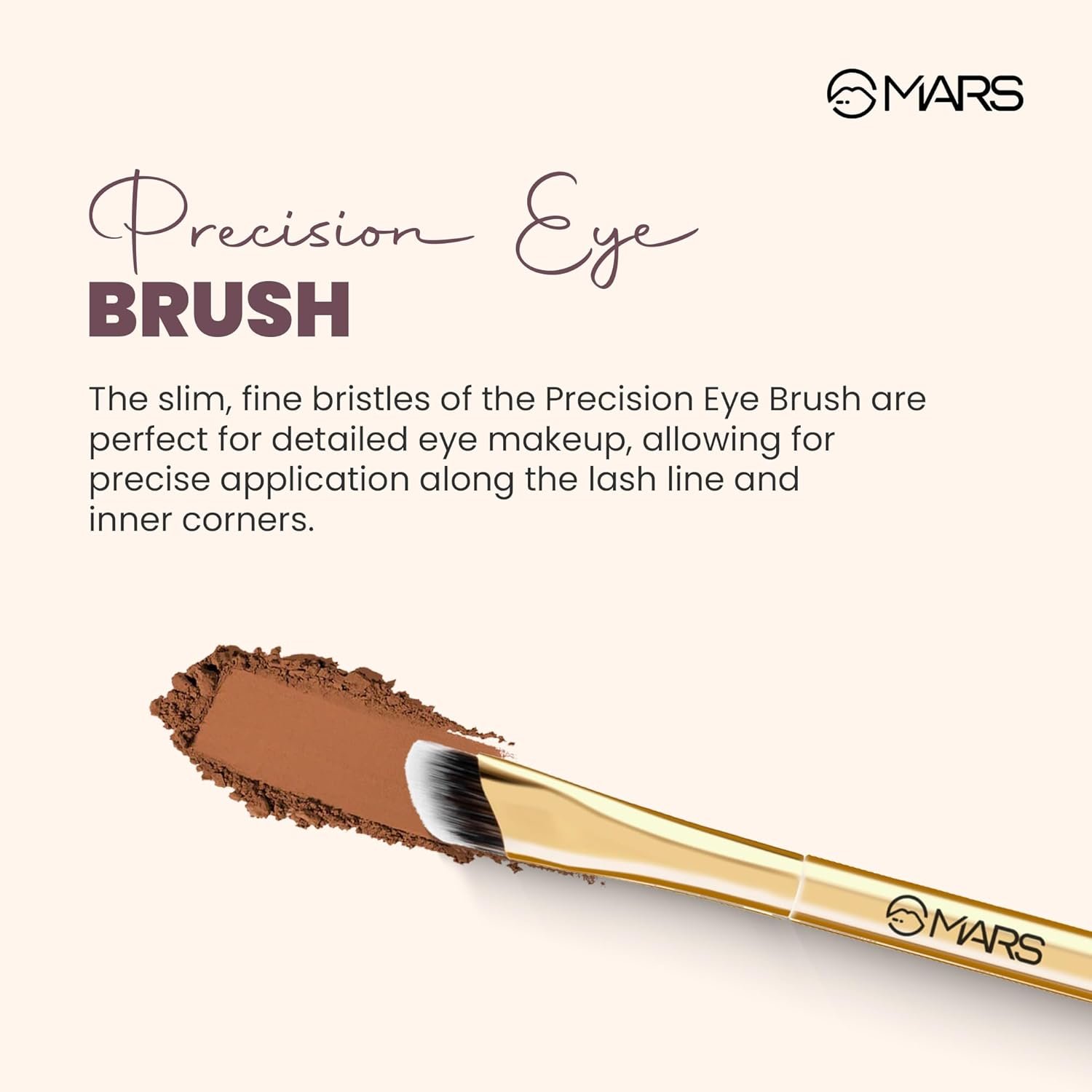MARS Artist's Arsenal Precision Eye Brush | Ultra-Fine Bristles | Perfect for Master Detailed Application | Multi-Functional | Soft and Ergonomic Design | Luxe Packaging (Golden) - Image 3