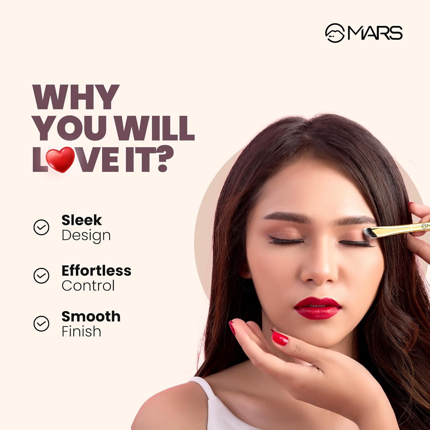 MARS Artist's Arsenal Precision Eye Brush | Ultra-Fine Bristles | Perfect for Master Detailed Application | Multi-Functional | Soft and Ergonomic Design | Luxe Packaging (Golden) - Image 2