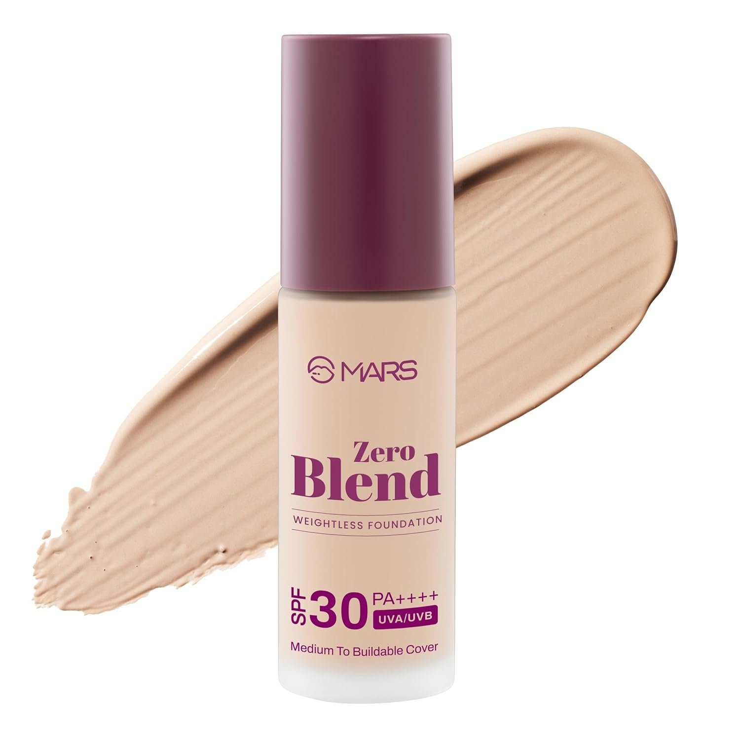 MARS SPF30 PA++++Zero Blend Weightless Foundation for Makeup (30ml) (04-ALMOND BUTTER) | Long-Lasting | Matte Finish | Buildable Coverage | Sweat-Proof