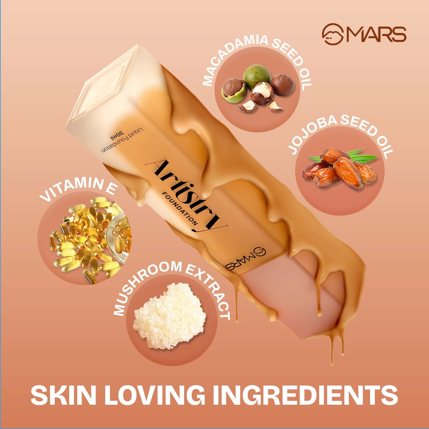 MARS Artistry Liquid Matte Foundation for Radiant Finish (30ml) (06-HONEY BEIGE) | Skincare Ingredients | Medium to High Coverage | Moisturizing | Long-Lasting & Lightweight Formula - Image 3