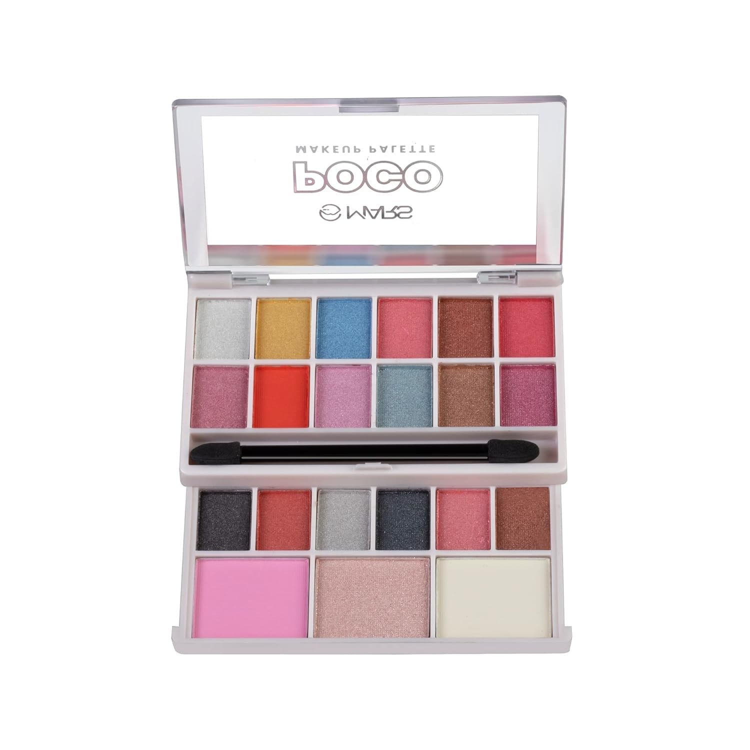 MARS Poco Face Makeup and eyeshadow Palette with Slider Case | Free Applicator | Long Wearing | Highly Pigmented and Easy to Blend | 21 Shades (20g) (01-Multicolor)