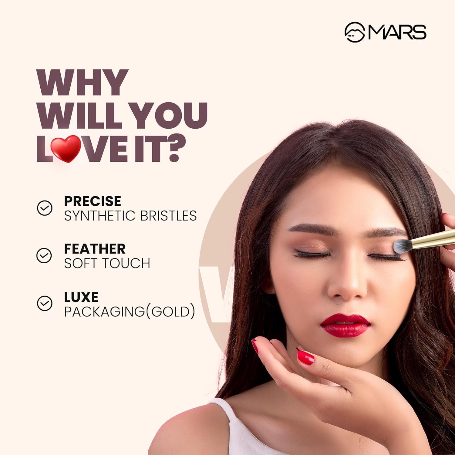 MARS Artist’s Arsenal Professional Eyeshadow Smudging Pencil Brush | Precise Synthetic Bristles | Feather Soft Touch | Luxe Packaging Makeup Brush (Golden)