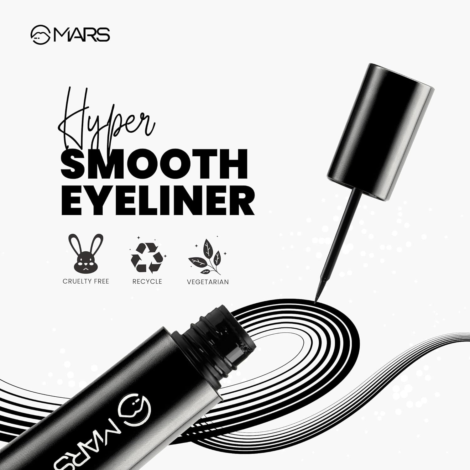 MARS Hyper Smooth Water Resistant Eyeliner | Long Lasting | Smudge Proof | One Swipe Precise Application Eye Liner for Women (10 gm) - Image 3