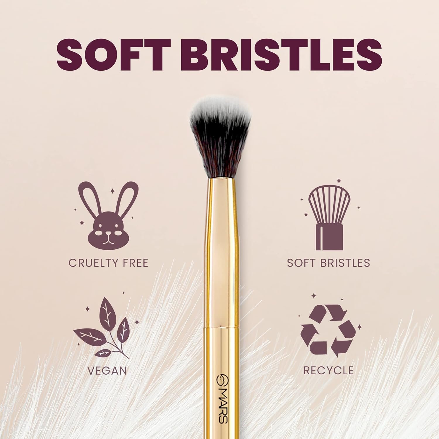 MARS Artist's Arsenal Professional Big Blending Eyeshadow make up Brush | Feather Soft Touch | Precise Synthetic Bristle | Perfect for Eyeshadow | Luxe Packaging Makeup Brush (Golden) - Image 3