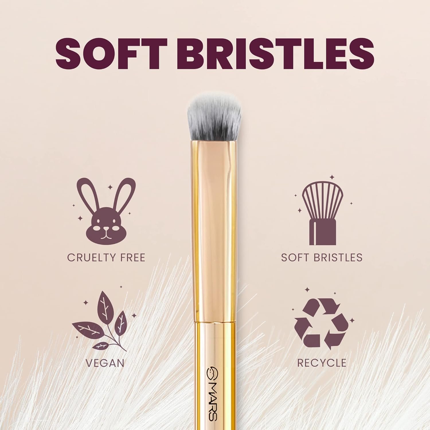 MARS Artist's Arsenal Professional Flat Eyeshadow Makeup Brush | Feather Soft Touch | Precise Synthetic Bristle | Perfect for Eyeshadow | Luxe Packaging Makeup Brush (Golden) - Image 3