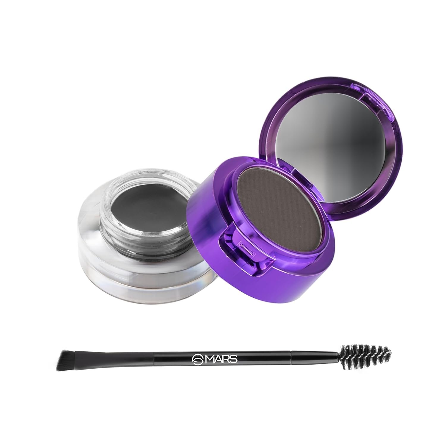 MARS Eyelove Multi Pods Gel Eyeliner & Eyebrow Powder With Dual Ended Brush | Smudge Proof & Water Proof | Long Lasting | Rich Pigmentation | Inbuilt Mirror for Touch-up (3.5gm) (Black)