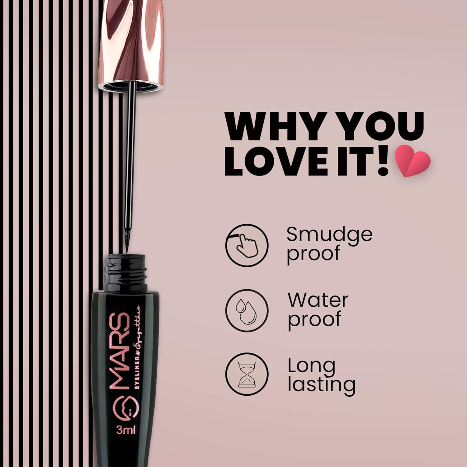MARS Glossy Liquid Eye Got This Eyeliner | Quick Drying & Smudge Proof | Long Lasting Eye Liner with Fine Tip (7 ml)