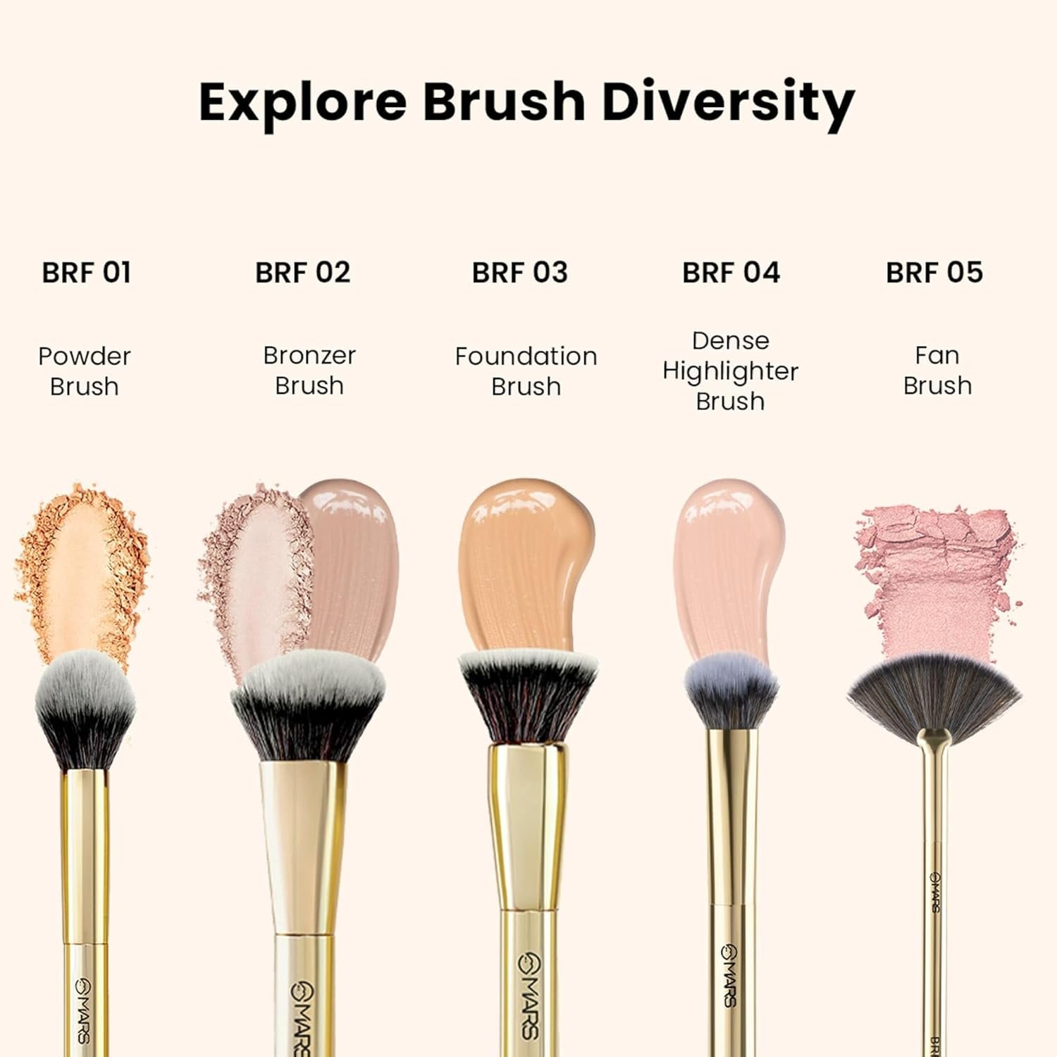 MARS Artist's Arsenal Flat Foundation Brush | Superior Coverage | Flawless Finish | Effortless Application | Soft Synthetic Bristles | Ergonomic Handle | Versatile Function | Luxe packaging (Golden) - Image 5