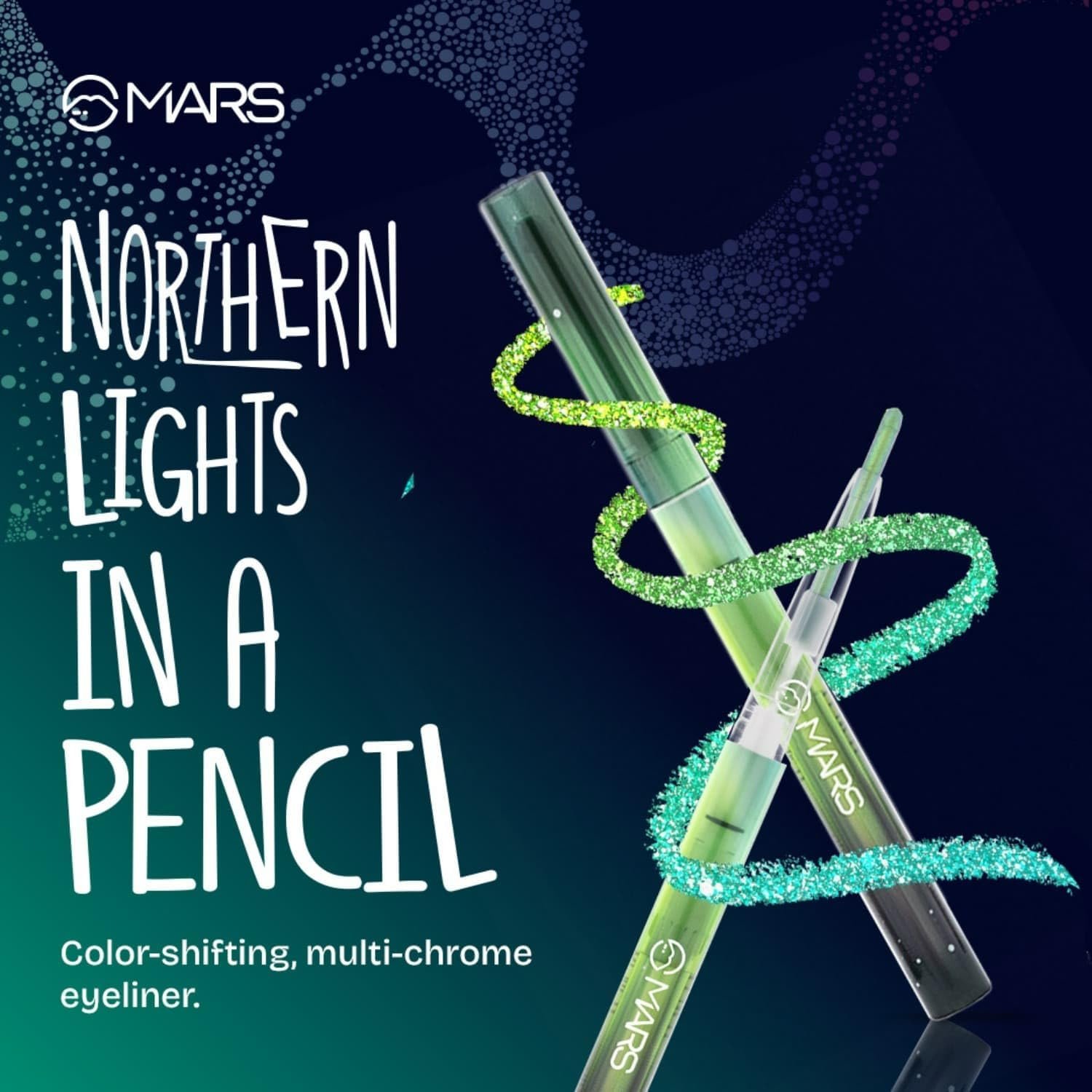 MARS PREMIUM Northern Lights In A Pencil Retractable Eyeliner (0.35gm) (02-ALASKAN AZURE) | Duo-Chrome Shimmer Effect | Long-Lasting | Water Restiant & Smudge-Resistant | Silky Smooth Glide | All Day Wear-SH7711 - Image 2