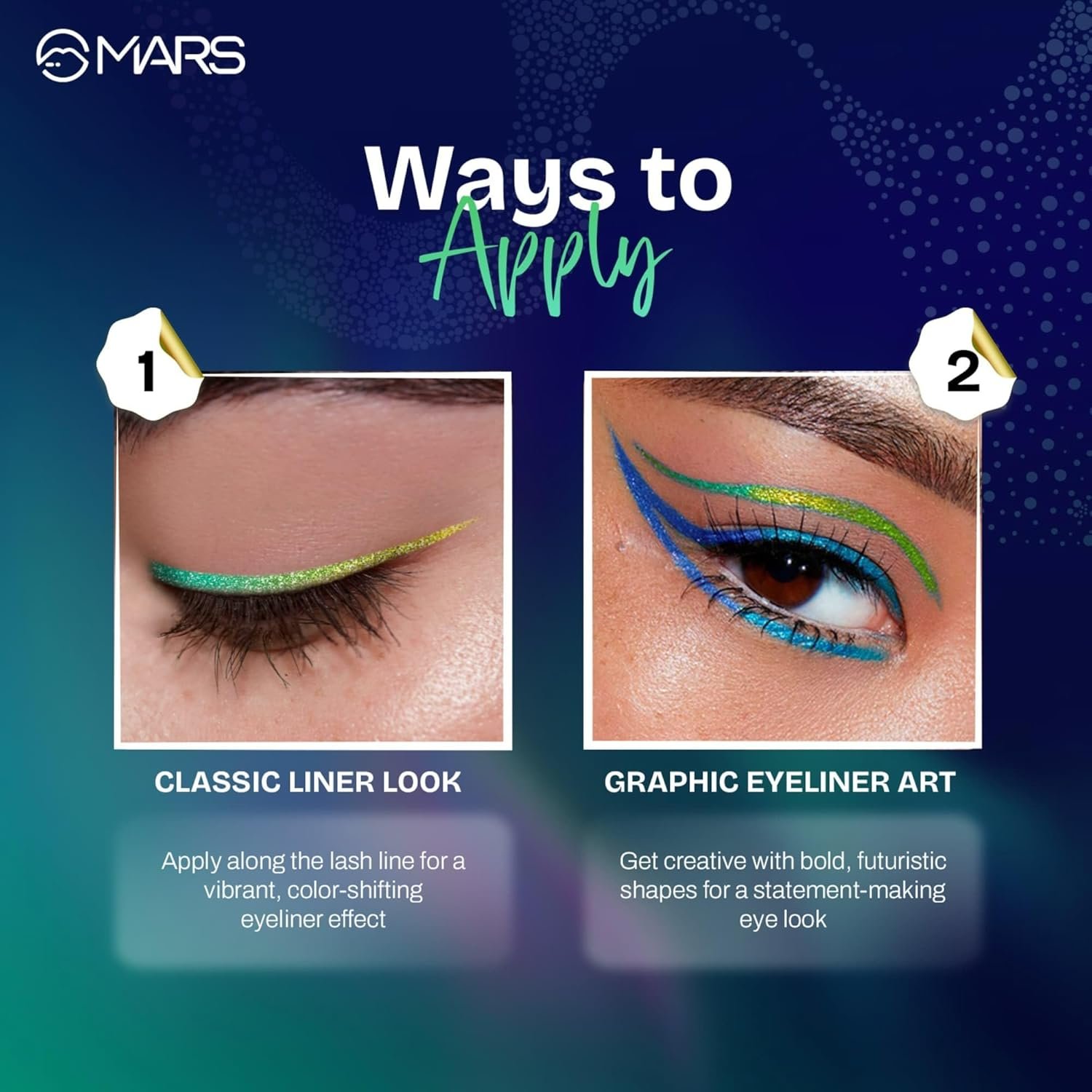 MARS Northern Lights Duo Chrome Shimmery Liquid Eyeliner (1.5 ml) (01-POLAR PINK) | Quick Dry Formula | Water Resistant | Smudgeproof | Rich Pigmentation | Effortless Application |Enhance Eyeliner Art - Image 3