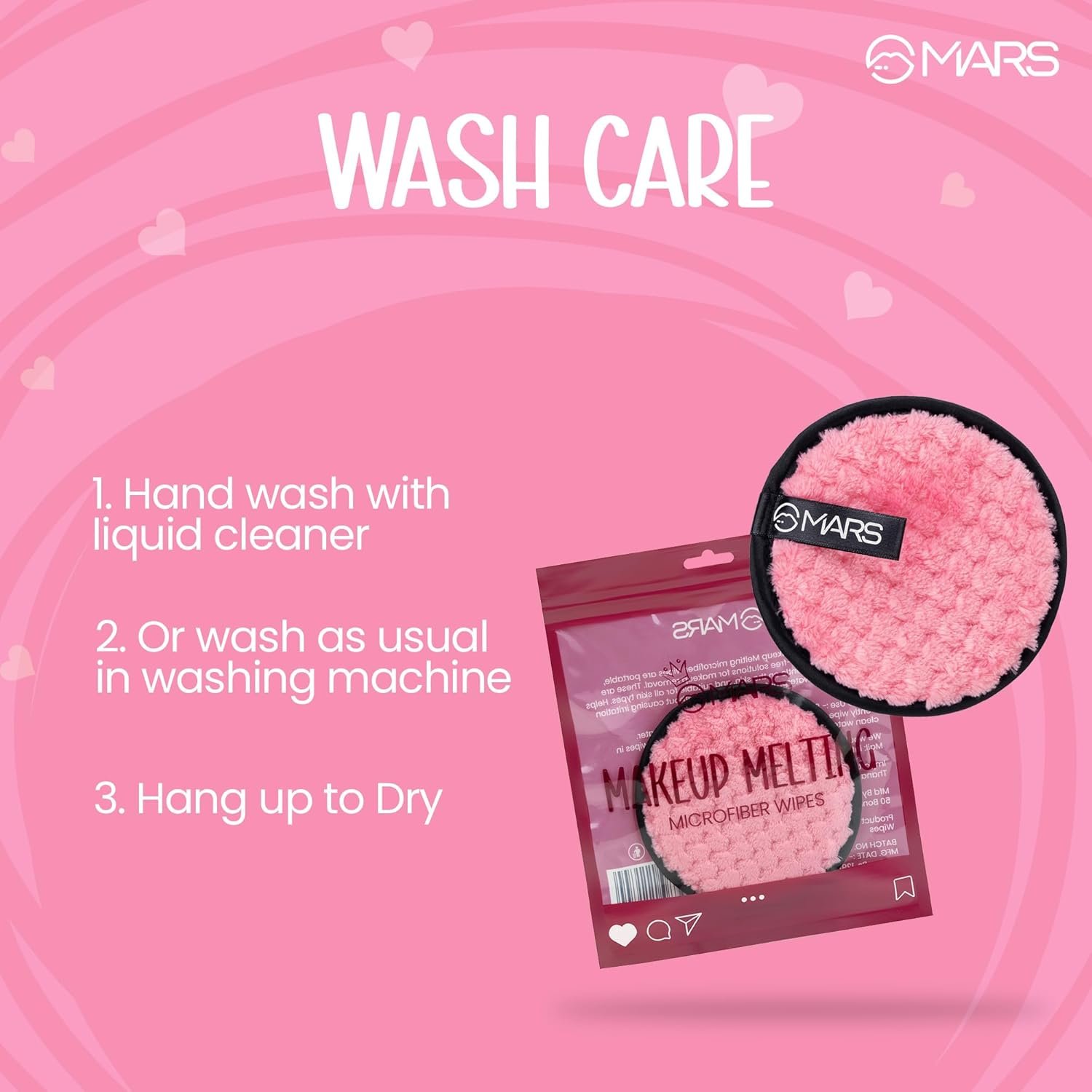 MARS Makeup Melting Microfiber Wipes| Reusable | Effortlessly Removes Waterproof makeup | Gentle on Skin | All Skin Types (Pack of 1) - Image 5