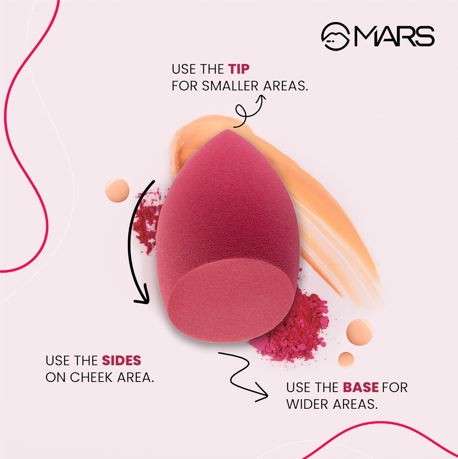 MARS Master Blender for Makeup | Dual-Sided Excellence | Flat for Precision | Premium Material | Durable | Less Product Absorption | Slant Shaped For Even Application - Image 3