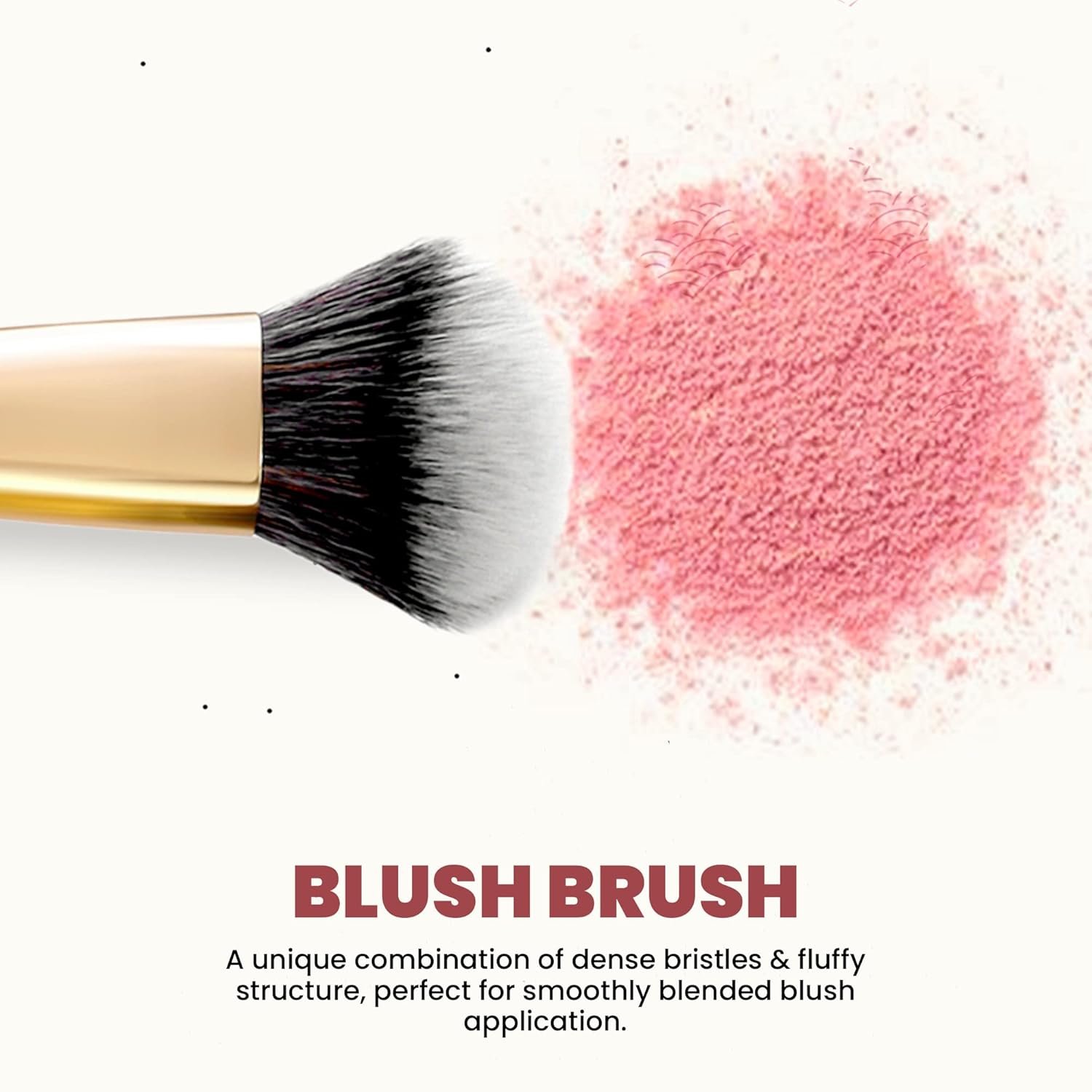 MARS Artist’s Arsenal Professional Bronzer Makeup Brush for Face & Cheeks | Feather Soft Touch & High Density | Precise Synthetic Bristle | Luxe Packaging makeup brush (Golden)