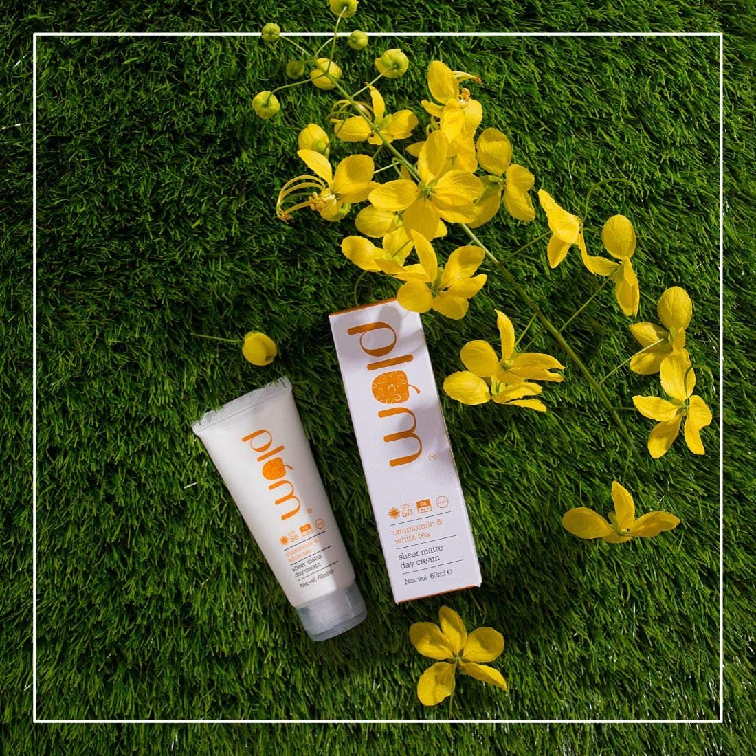 Plum Chamomile & White Tea Sheer Matte Day Cream SPF50 PA+++ | Lightweight Moisturizer | Broad Spectrum UVA/UVB Protection | For Normal to Combination Skin | 100% Vegan & Cruelty-Free | 60ml