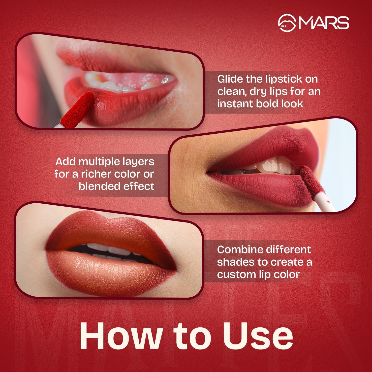 MARS Queen of Mattes Lipstick Valentine Gift Items Box Set, 3 x 4.5 ml, Smudgeproof, Transferproof, Intense Pigmentation, Long-Lasting (ALL ROUNDER) - Image 2
