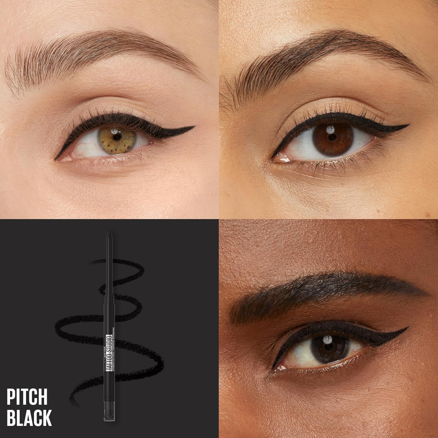 Maybelline New York Kohl Gel Pencil, Smudge Proof, Waterproof Gel Eyeliner, Tattoo Studio Smokey, Smokey Black, 0.28g - Image 2
