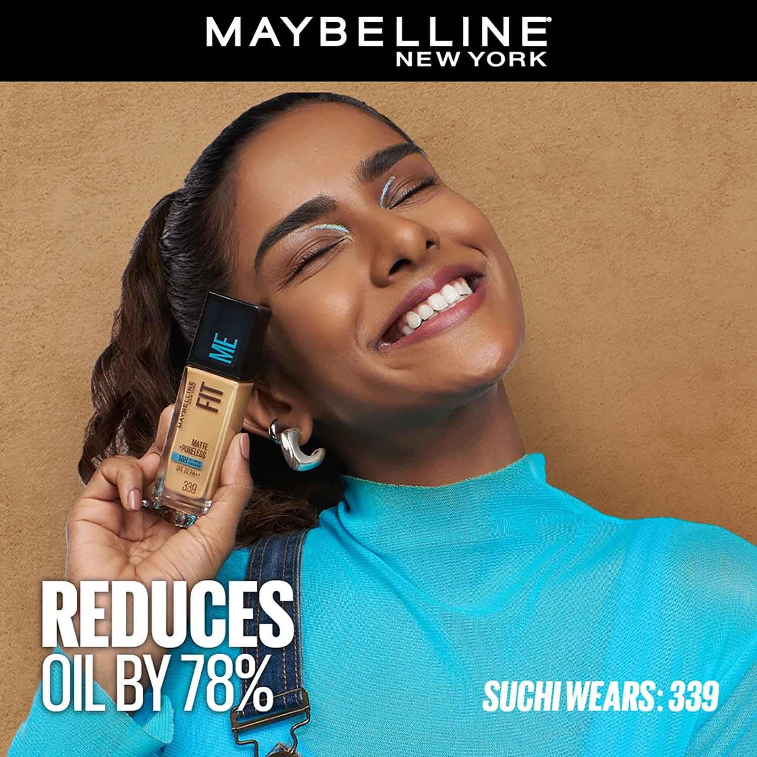 Maybelline New York Liquid Foundation For All Skin Type,Full Matte Finish, With SPF, Absorbs Oil, Fit Me Matte + Poreless, 128 Warm Nude, 30 Ml - Image 5