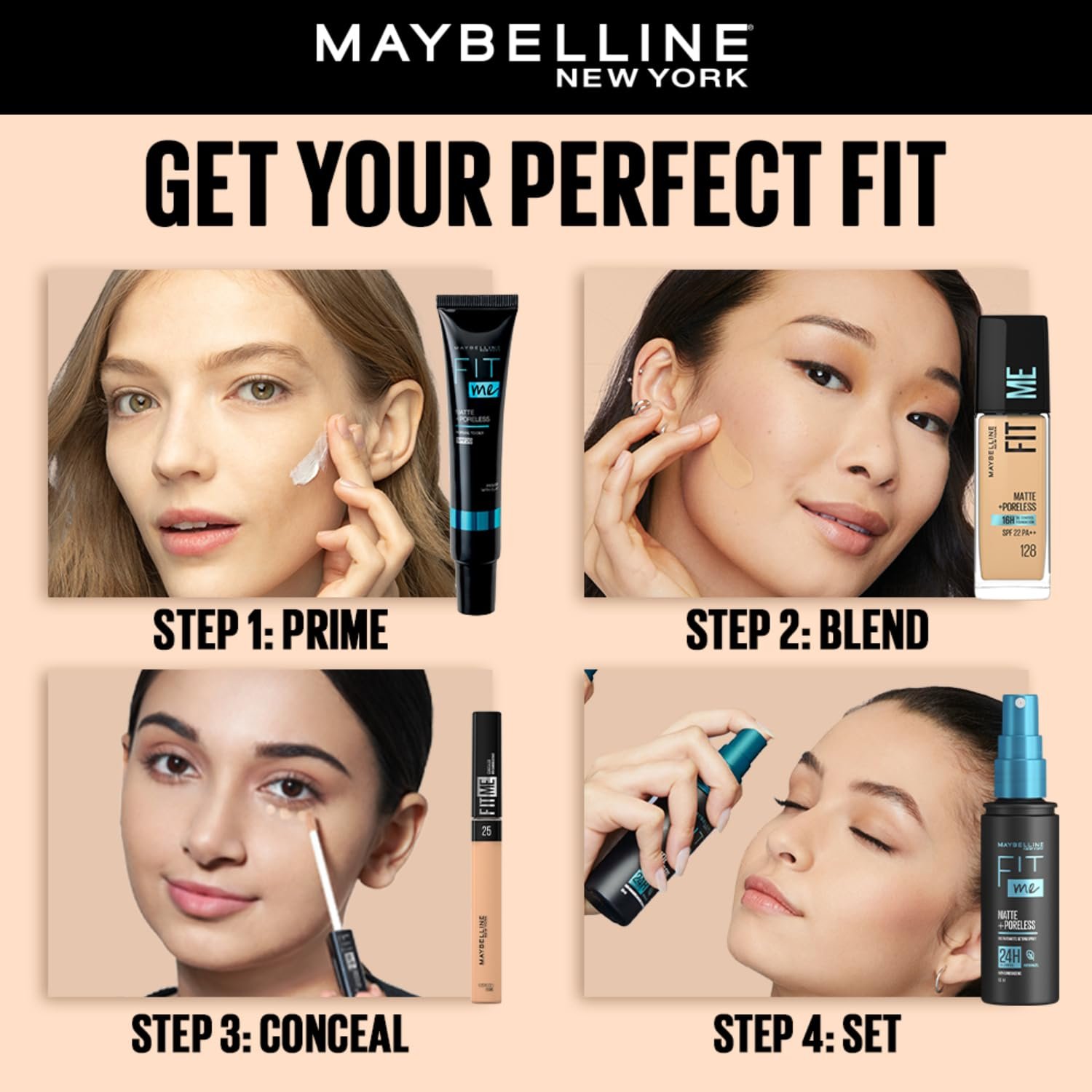 Maybelline New York Liquid Foundation For All Skin Type,Full Matte Finish, With SPF, Absorbs Oil, Fit Me Matte + Poreless, 128 Warm Nude, 30 Ml - Image 7