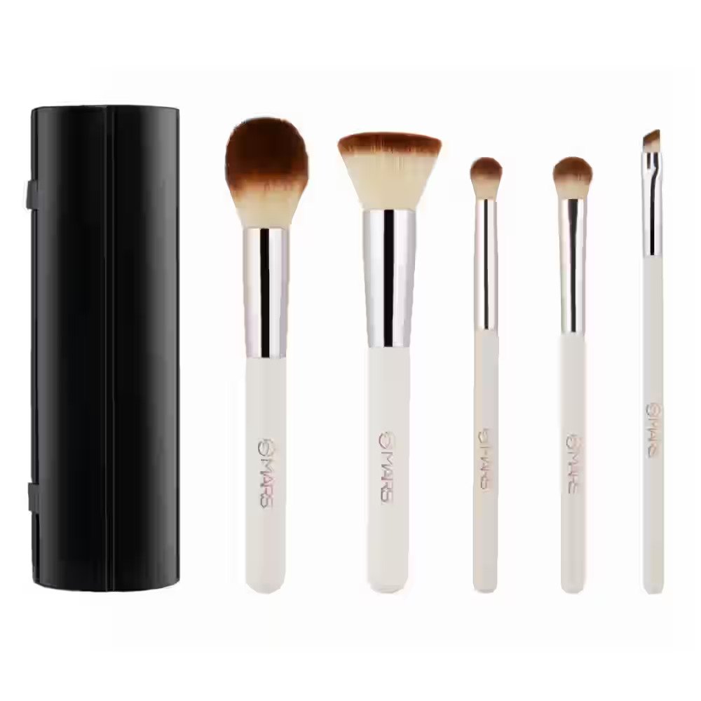 Penta Perfect Set of 5 Makeup Brush Set with Holder | Long-Lasting Soft & Synthetic Bristles | Versatile Use | Precise Application for Face, Eyes & Brows (WHITE)